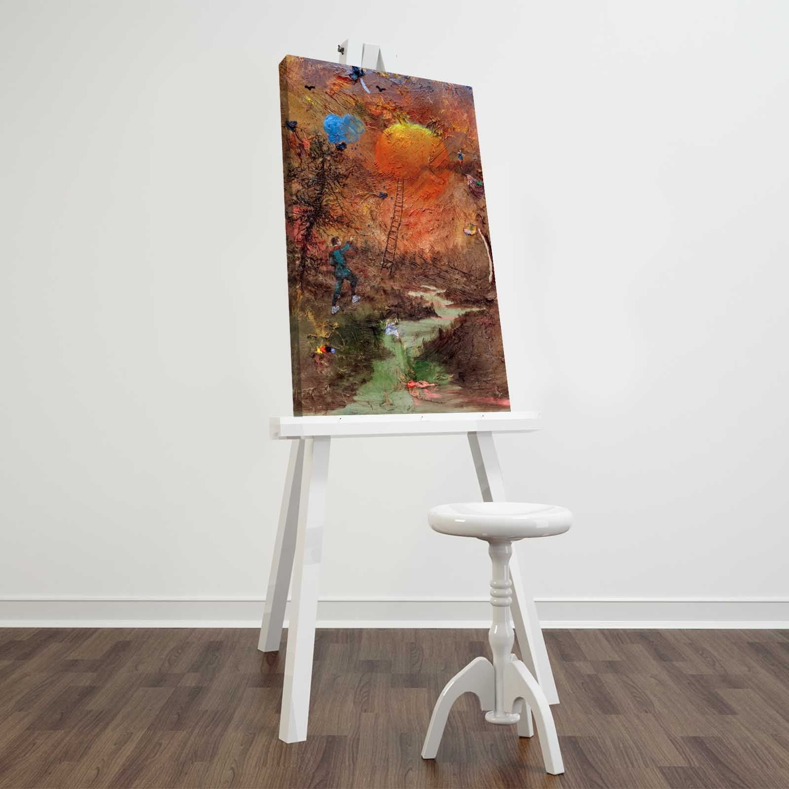 Tela Decorativa Multicolor FAMOUSART-061 45x70 cm – Suede 100% com Moldura de Madeira 3 cm