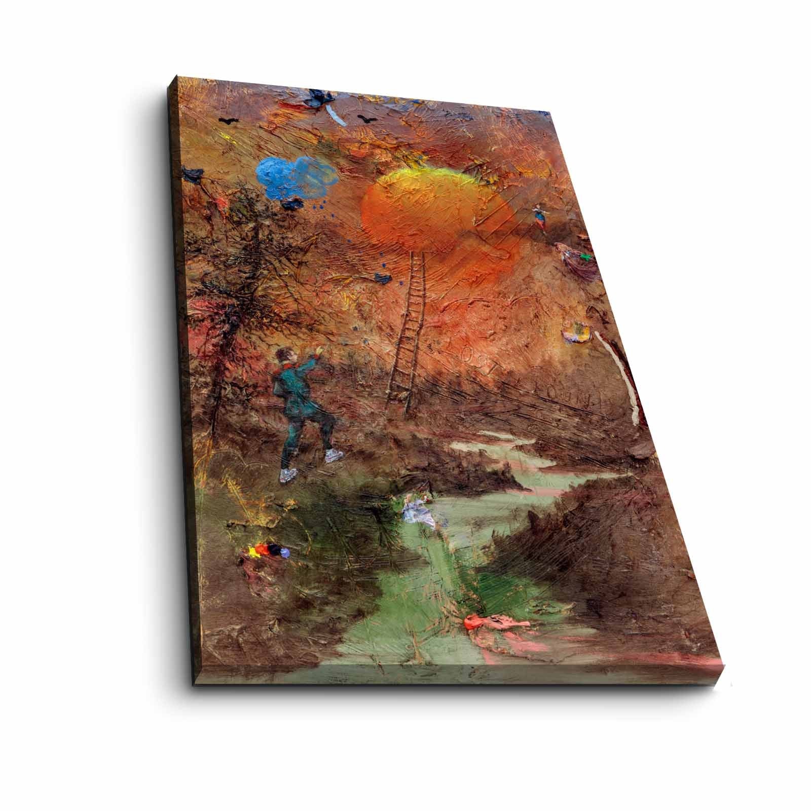 Tela Decorativa Multicolor FAMOUSART-061 45x70 cm – Suede 100% com Moldura de Madeira 3 cm