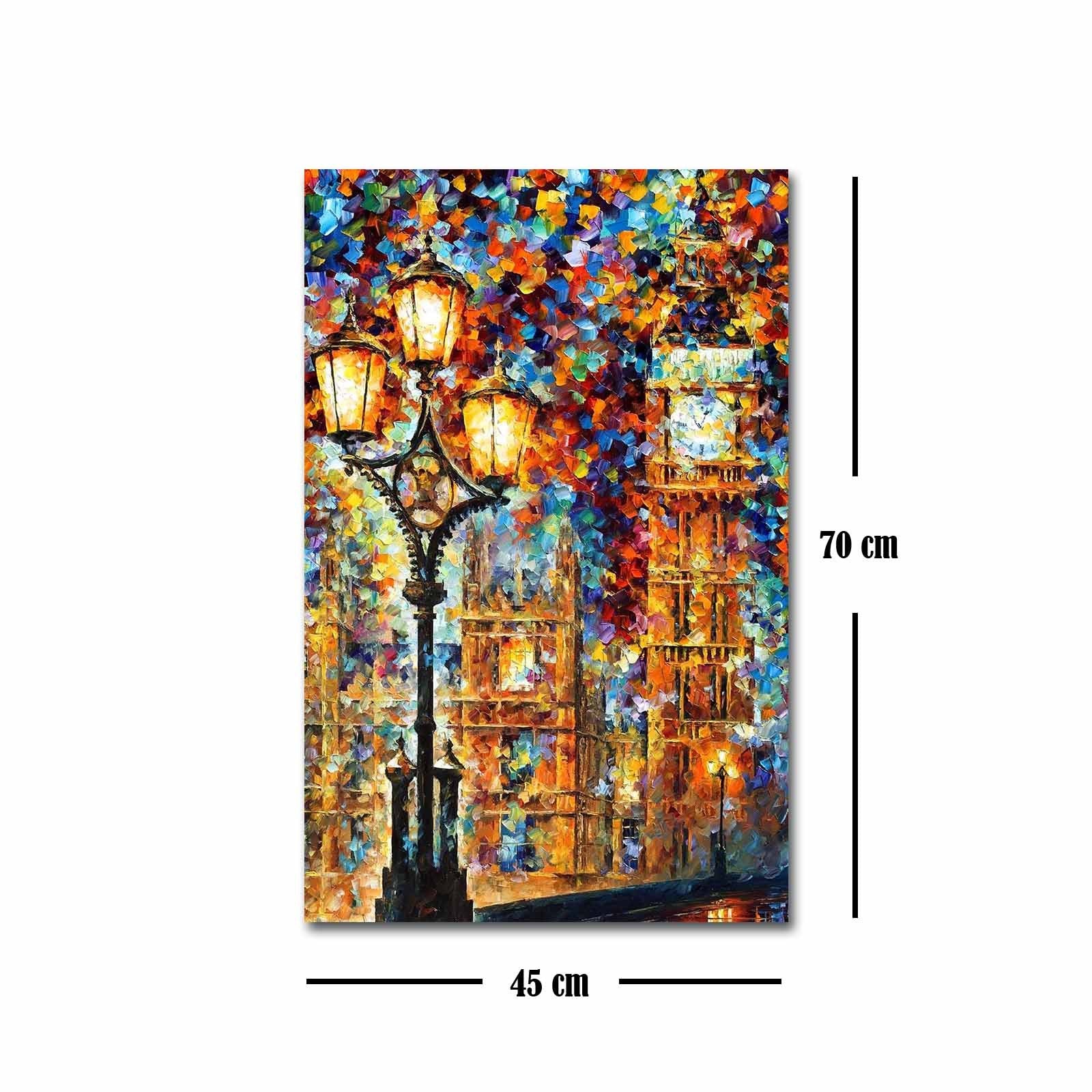 Tela Decorativa em Canvas de Camurça 100% Multicolor FAMOUSART-074, 45 x 70 cm, Moldura de Madeira 3 cm