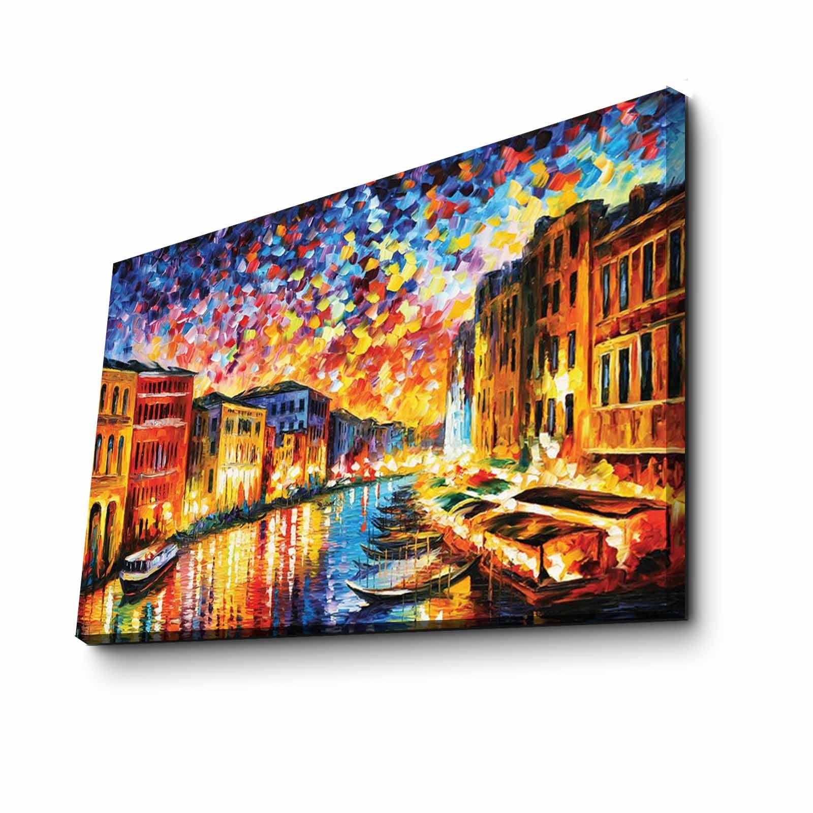 Impressionante pintura decorativa em tela de Leonid Afremov, 45 x 70 cm, 100% camurça, moldura de madeira de 3 cm | Perfeito para amantes de decoração e arte