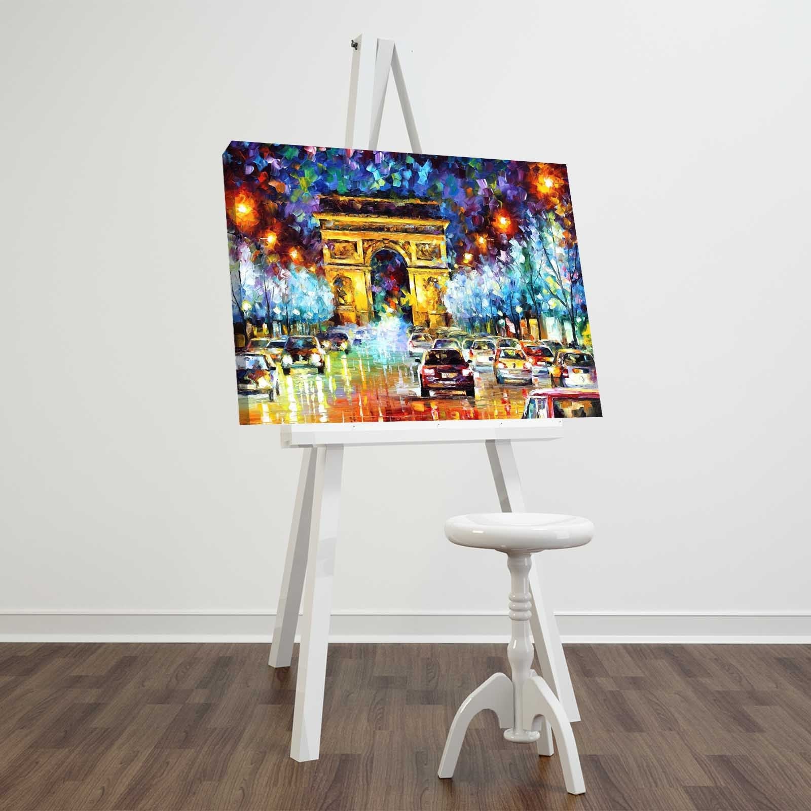 Quadro Decorativo em Tela FAMOUSART-090 — Multicolor, Camurça 100%, Moldura de Madeira 3 cm, 45 x 70 cm