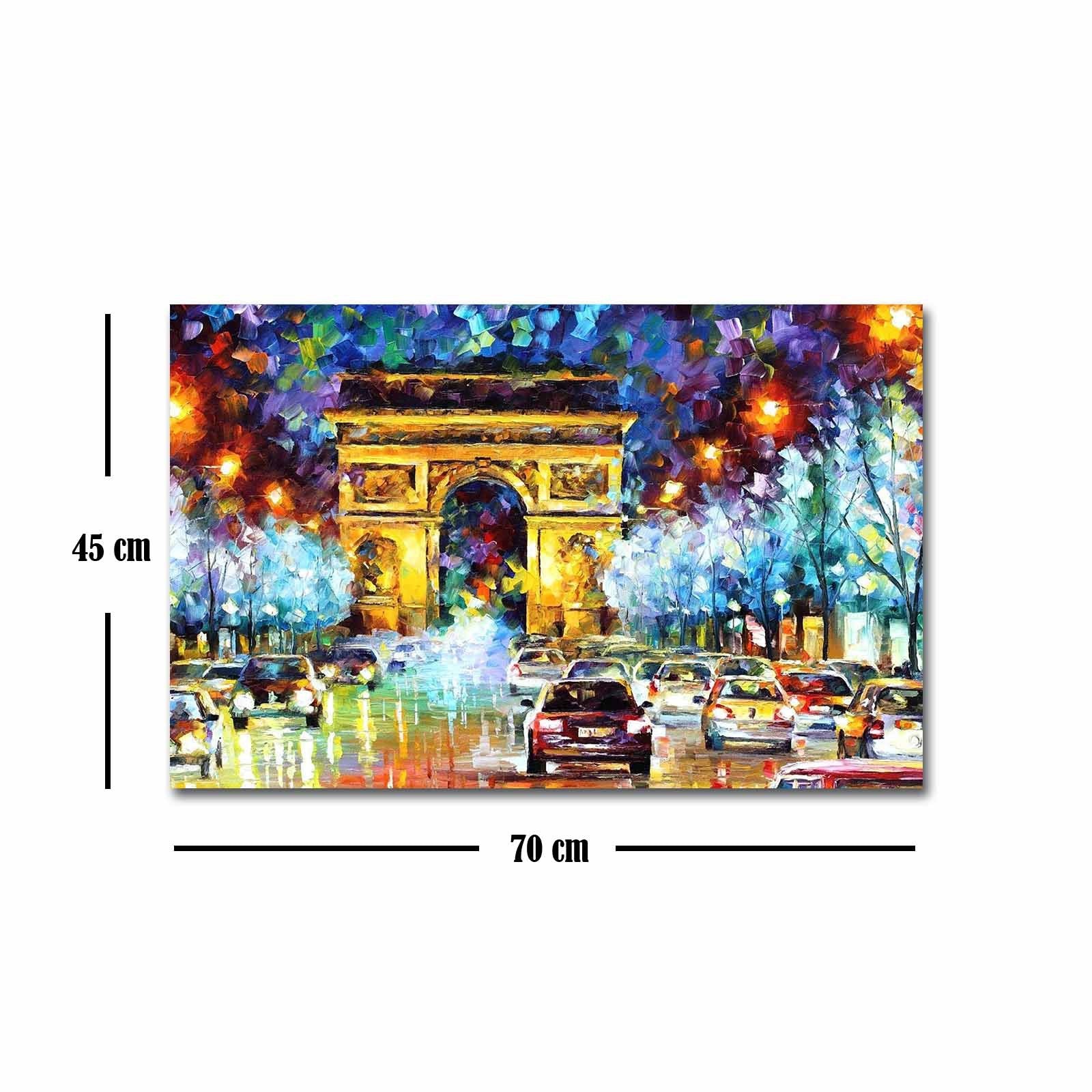 Quadro Decorativo em Tela FAMOUSART-090 — Multicolor, Camurça 100%, Moldura de Madeira 3 cm, 45 x 70 cm