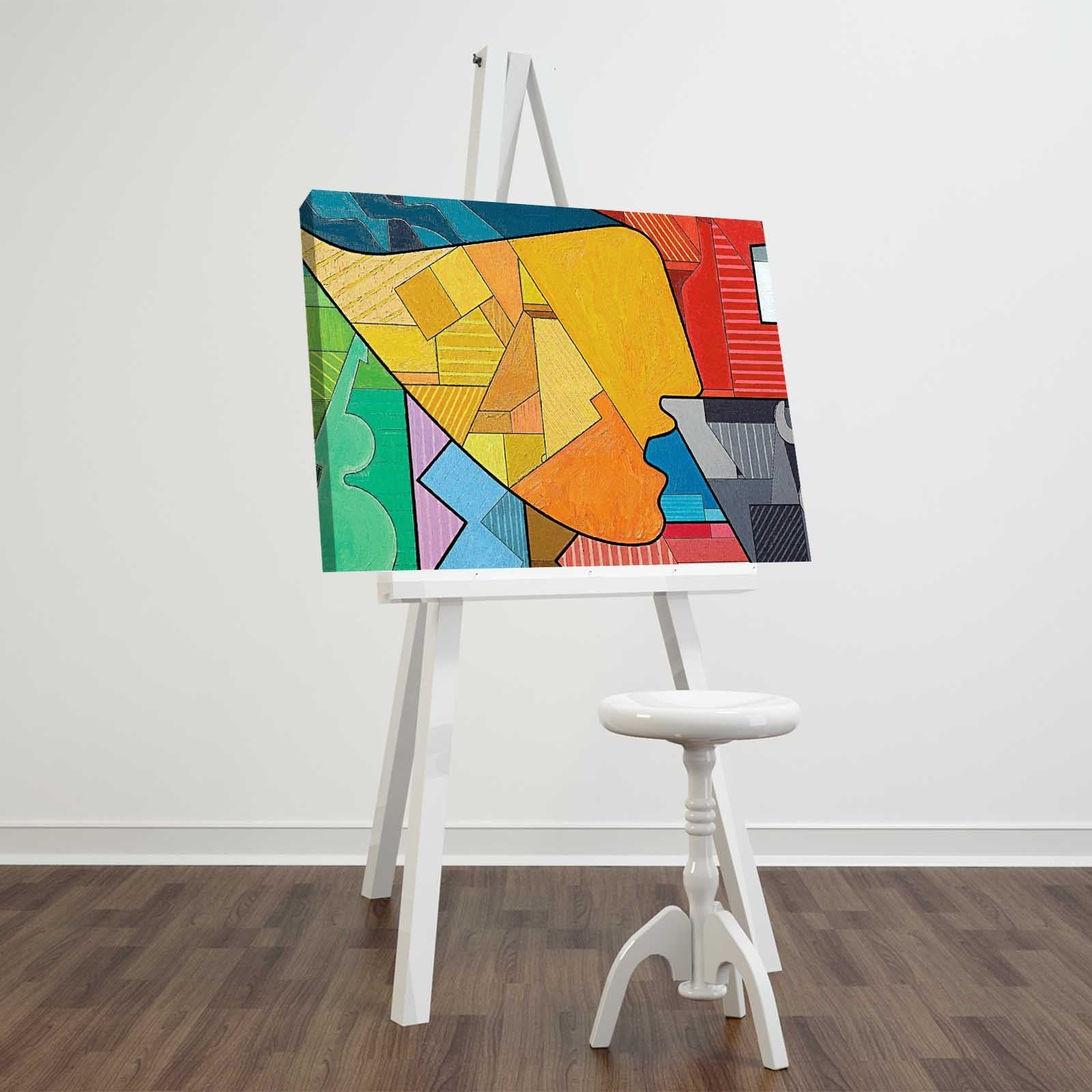 Quadro em Tela Suede Multicolor 45 x 70 cm – FAMOUSART-095 (Moldura de Madeira 3 cm)