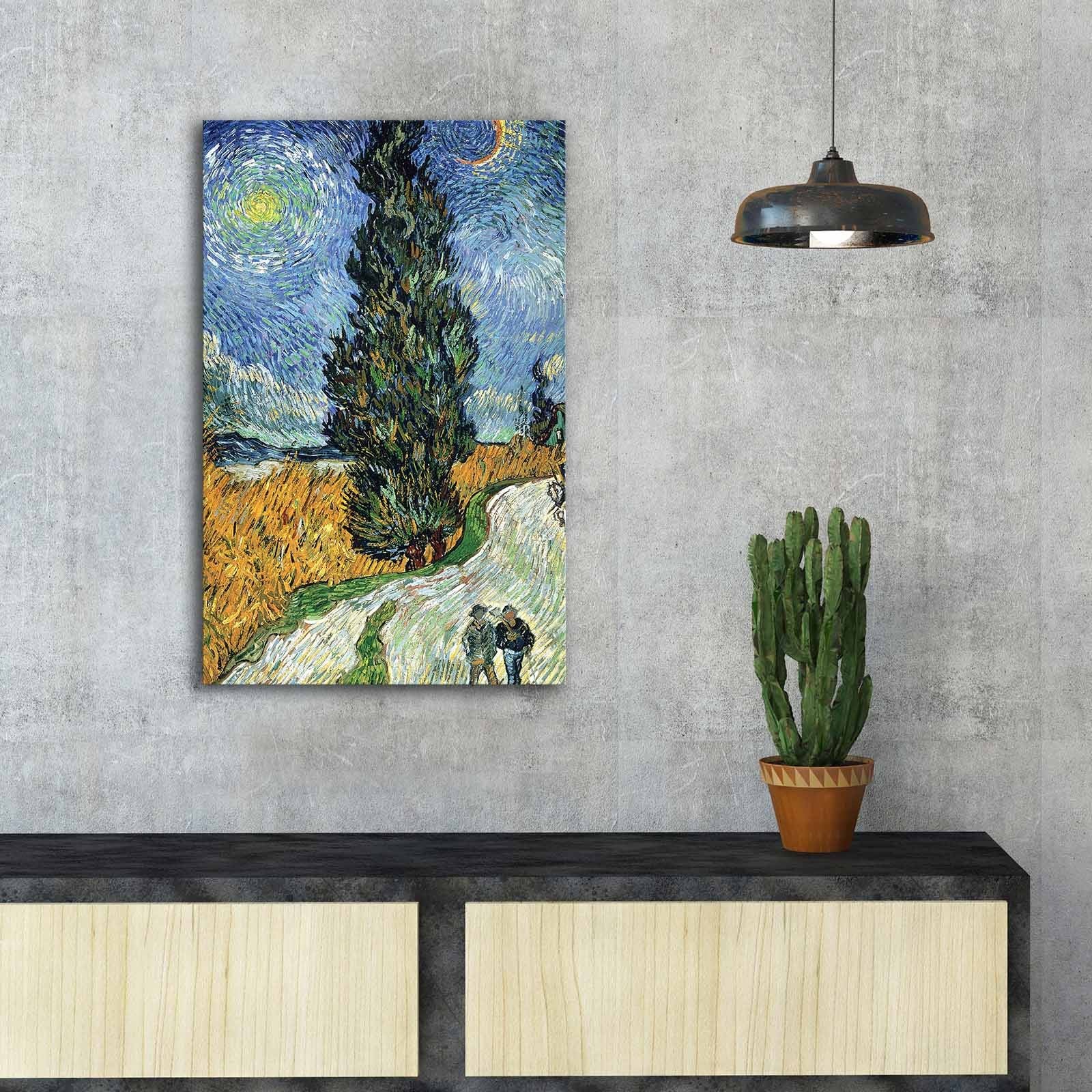 Pintura decorativa em tela de Van Gogh, 45 x 70 cm, 100% camurça, moldura 100% madeira (3 cm de espessura) | Arte elegante para decoração de casa e escritório