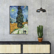 Pintura decorativa em tela de Van Gogh, 45 x 70 cm, 100% camurça, moldura 100% madeira (3 cm de espessura) | Arte elegante para decoração de casa e escritório