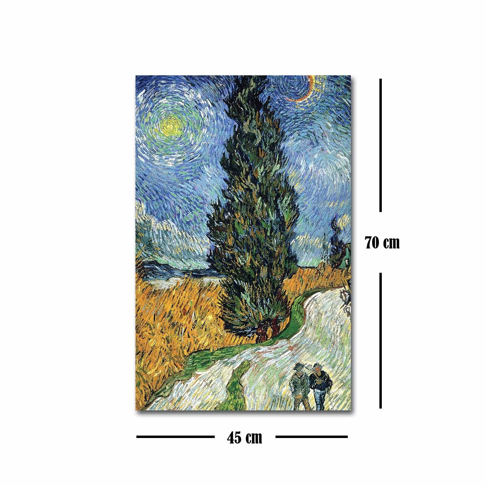 Pintura decorativa em tela de Van Gogh, 45 x 70 cm, 100% camurça, moldura 100% madeira (3 cm de espessura) | Arte elegante para decoração de casa e escritório