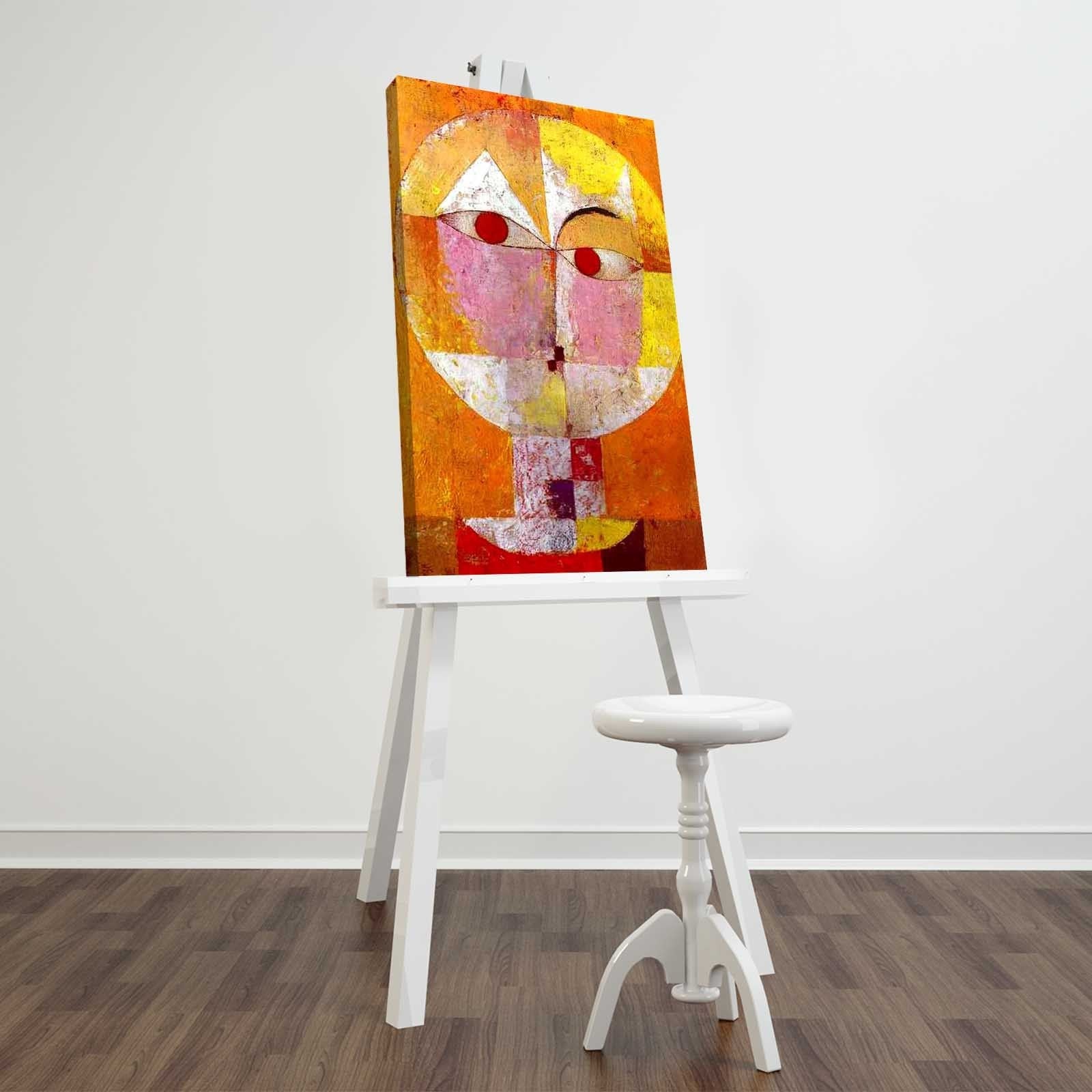 Pintura decorativa em tela de Paul Klee, 45 x 70 cm, 100% camurça, moldura 100% madeira (3 cm de espessura) | Arte elegante para decoração de casa e escritório