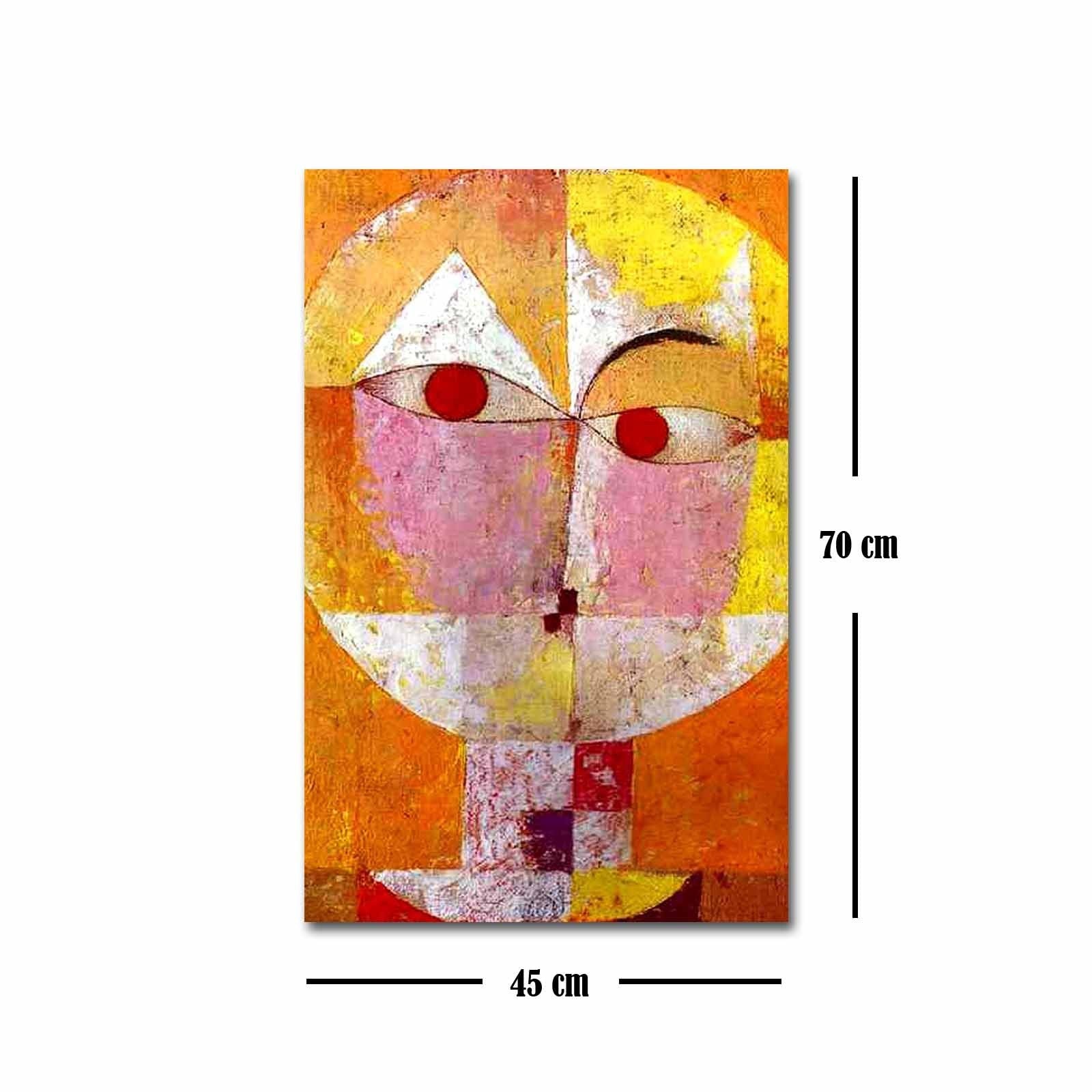 Pintura decorativa em tela de Paul Klee, 45 x 70 cm, 100% camurça, moldura 100% madeira (3 cm de espessura) | Arte elegante para decoração de casa e escritório
