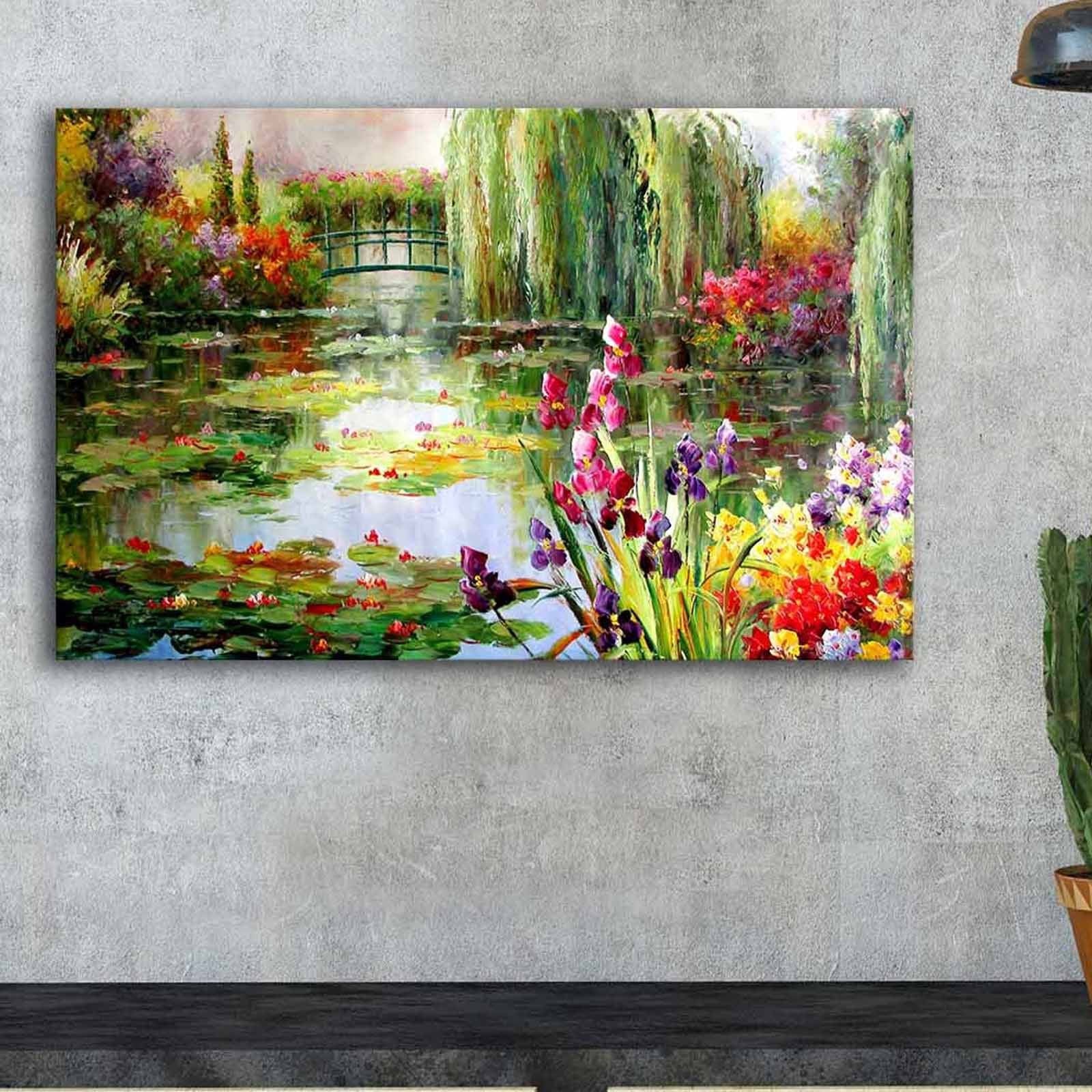 Pintura em tela decorativa elegante, 45 x 70 cm, 100% camurça, moldura 100% madeira (3 cm de espessura) | Perfeito para amantes de decoração e arte