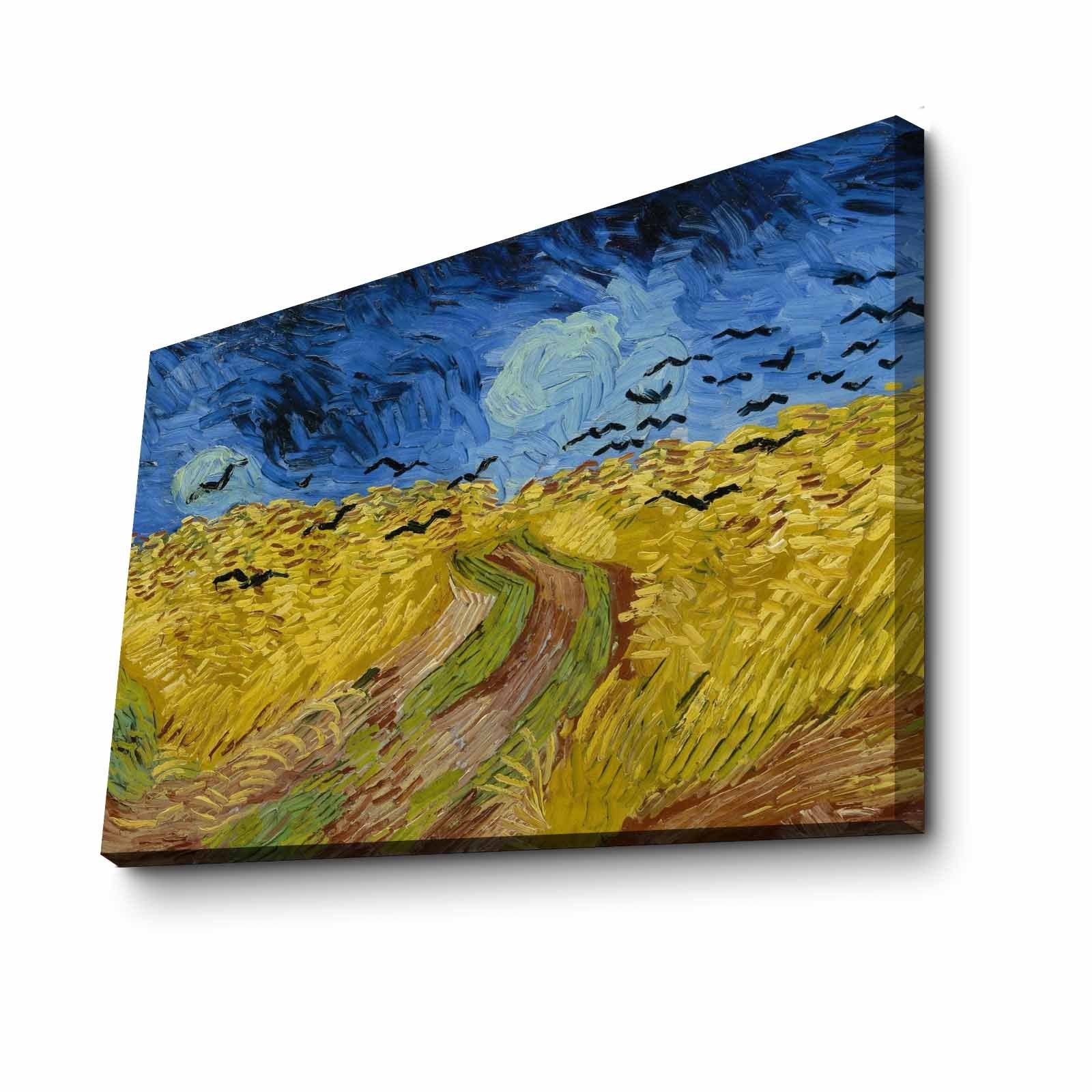 Pintura decorativa em tela de Van Gogh, 70 x 100 cm, 100% camurça, moldura 100% madeira (3 cm de espessura) | Arte elegante para decoração de casa e escritório