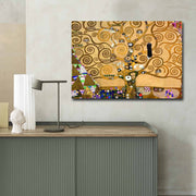 Impressionante pintura decorativa em tela - 'A Árvore da Vida' de Gustav Klimt, 70 x 100 cm, tela 100% camurça, moldura de madeira de 3 cm | Arte elegante para decoração de casa