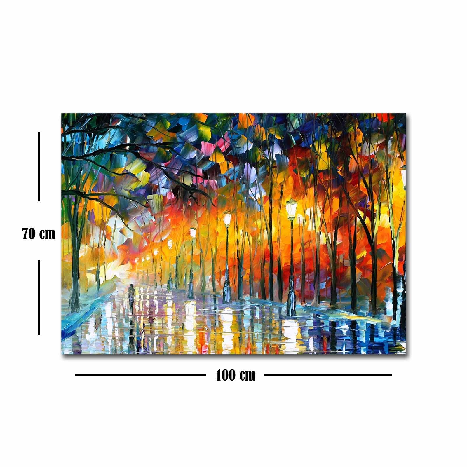 "Humor Misty in the Park", tela de Leonid Afremov, 70 x 100 cm, tela 100% camurça, moldura de madeira de 3 cm | Arte de parede elegante para decoração de casa
