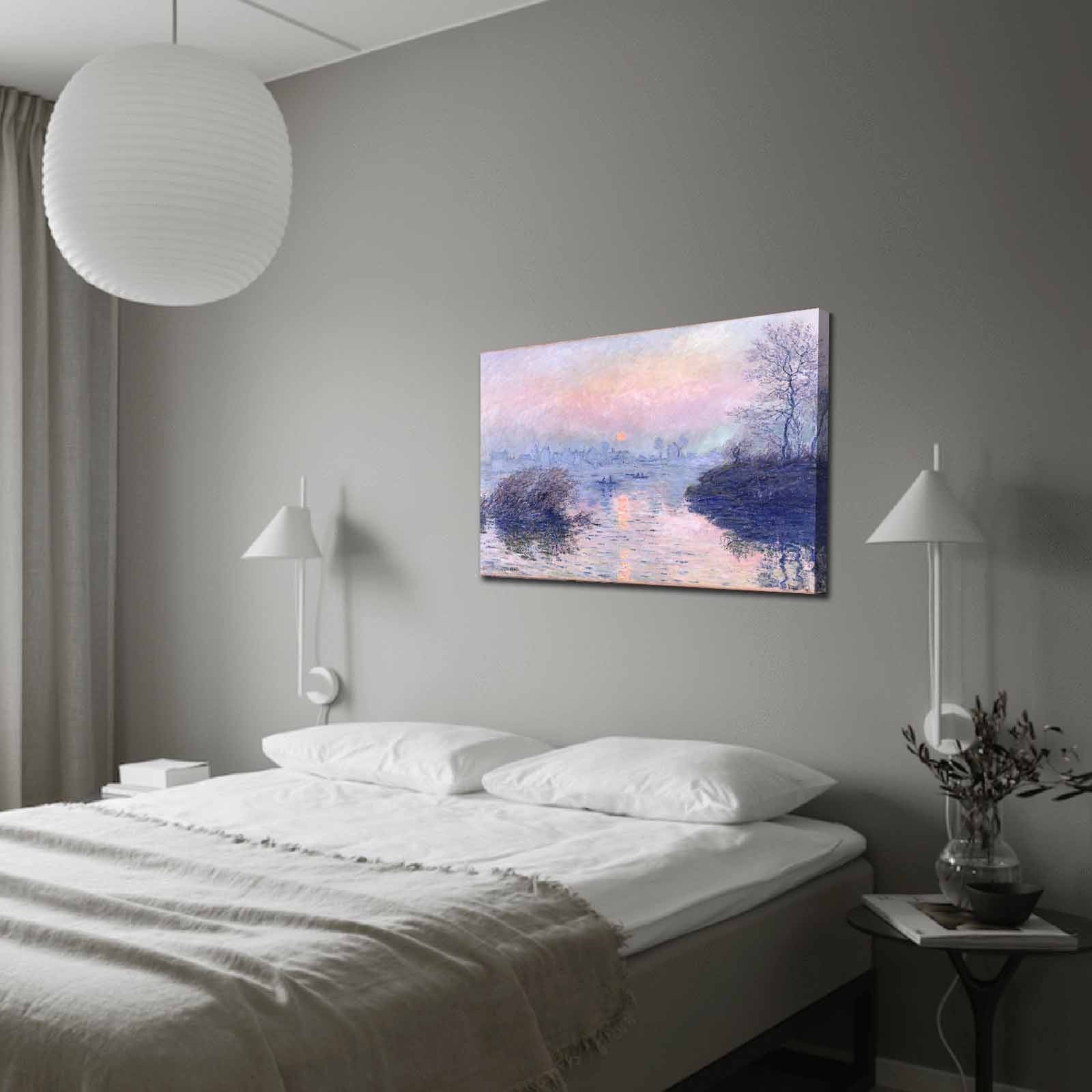 Pintura decorativa em tela de Claude Monet, 70 x 100 cm, 100% camurça, moldura 100% madeira (3 cm de espessura) | Arte elegante para decoração de casa e escritório