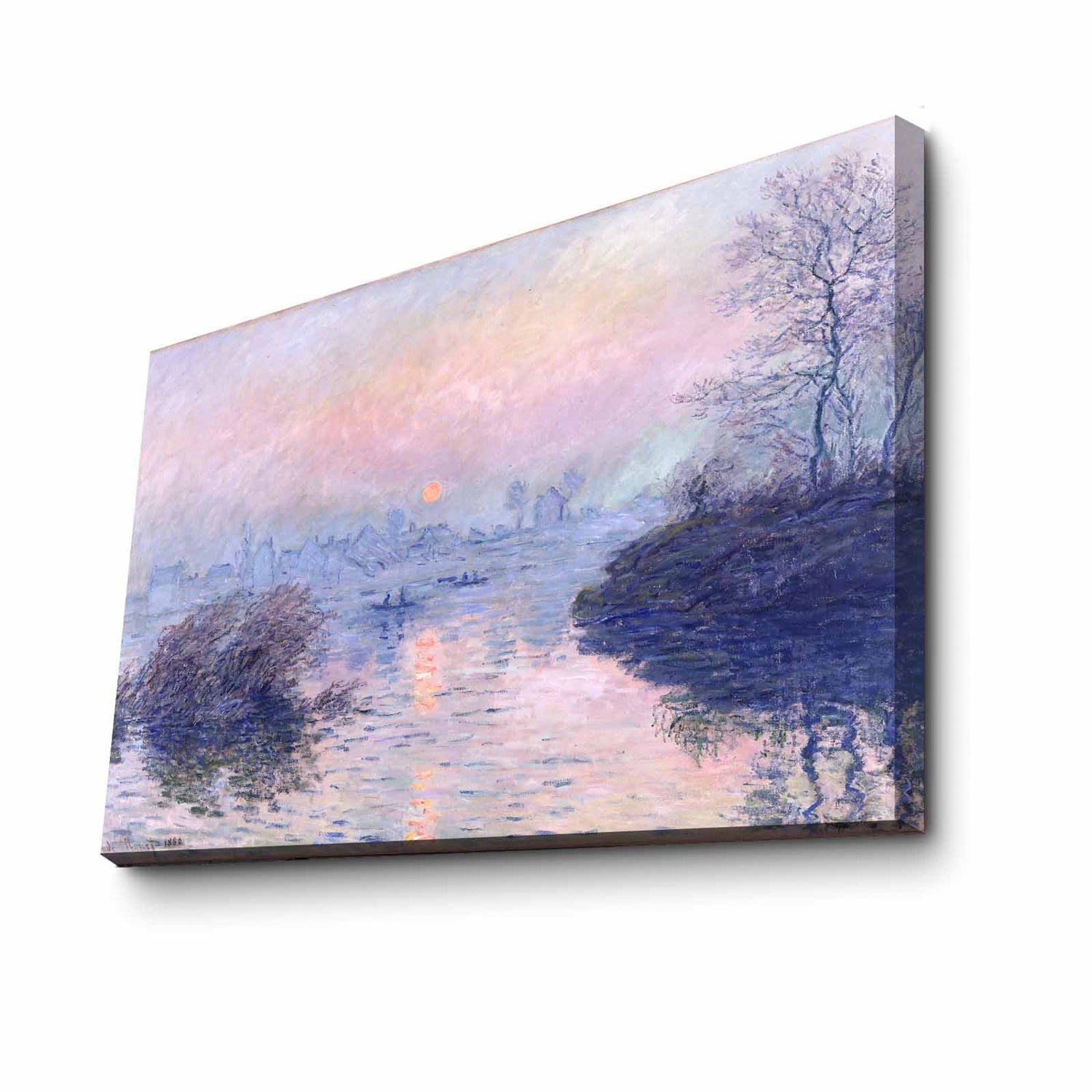Pintura decorativa em tela de Claude Monet, 70 x 100 cm, 100% camurça, moldura 100% madeira (3 cm de espessura) | Arte elegante para decoração de casa e escritório