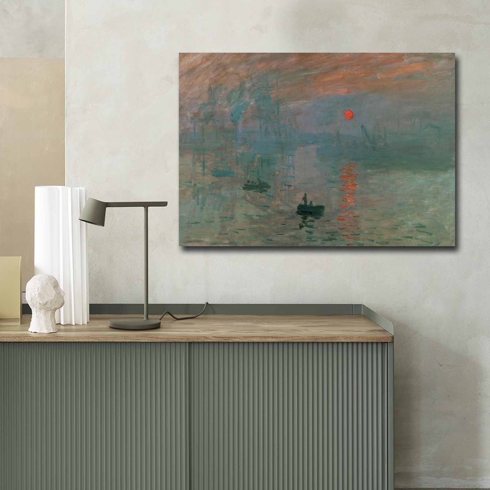Pintura decorativa em tela de Claude Monet, 70 x 100 cm, 100% camurça, moldura 100% madeira (3 cm de espessura) | Arte elegante para decoração de casa e escritório