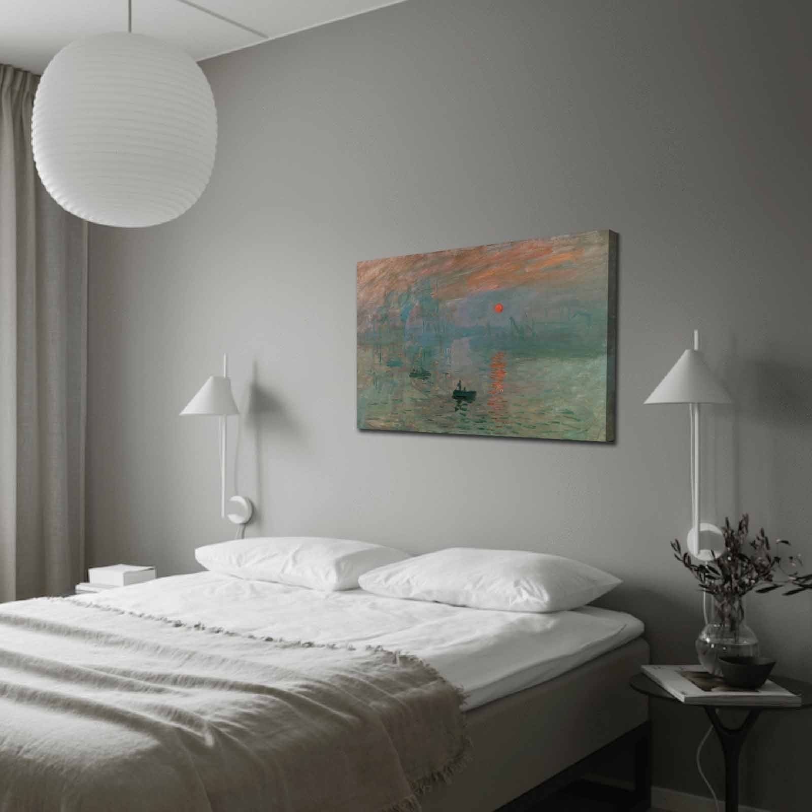 Pintura decorativa em tela de Claude Monet, 70 x 100 cm, 100% camurça, moldura 100% madeira (3 cm de espessura) | Arte elegante para decoração de casa e escritório