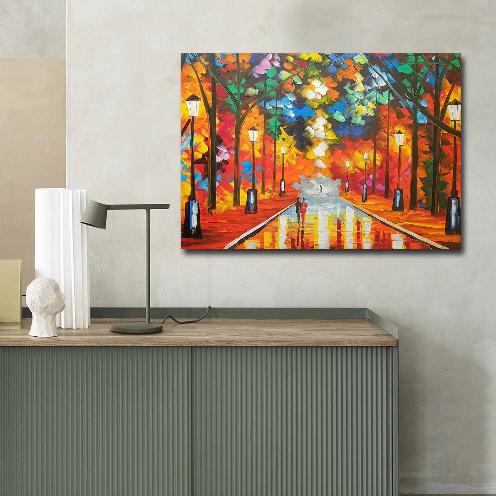 Quadro em Tela Decorativa Multicolor 70x100 cm, Camurça 100%, Moldura de Madeira 3 cm