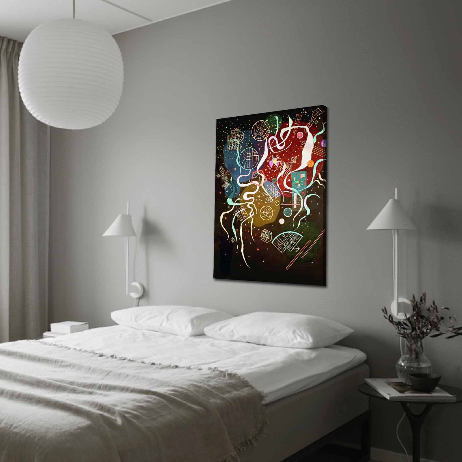Quadro Tela Decorativa “Famous Art” Multicolor em Suede 70x100 cm com Moldura de Madeira (3 cm)