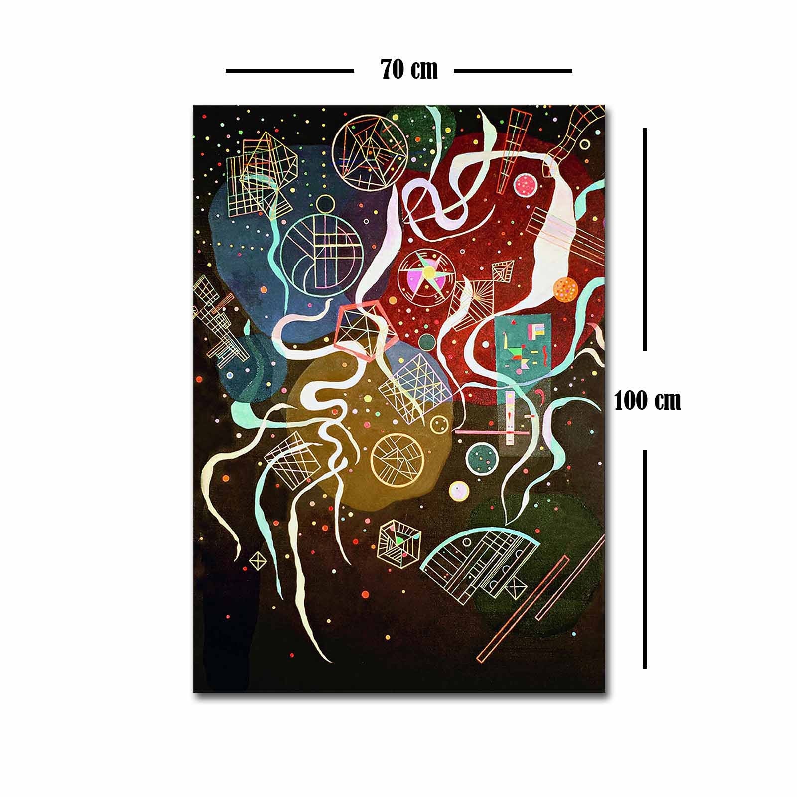 Quadro Tela Decorativa “Famous Art” Multicolor em Suede 70x100 cm com Moldura de Madeira (3 cm)