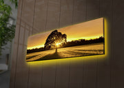 Pintura decorativa em tela iluminada por LED – 30 x 90 cm – 100% camurça – moldura de madeira