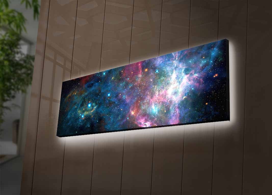 Pintura em tela decorativa com iluminação LED, 30 x 90 cm, 100% camurça, moldura de madeira (3 cm), alimentada por bateria com interruptor liga/desliga, perfeita para decoração de casa
