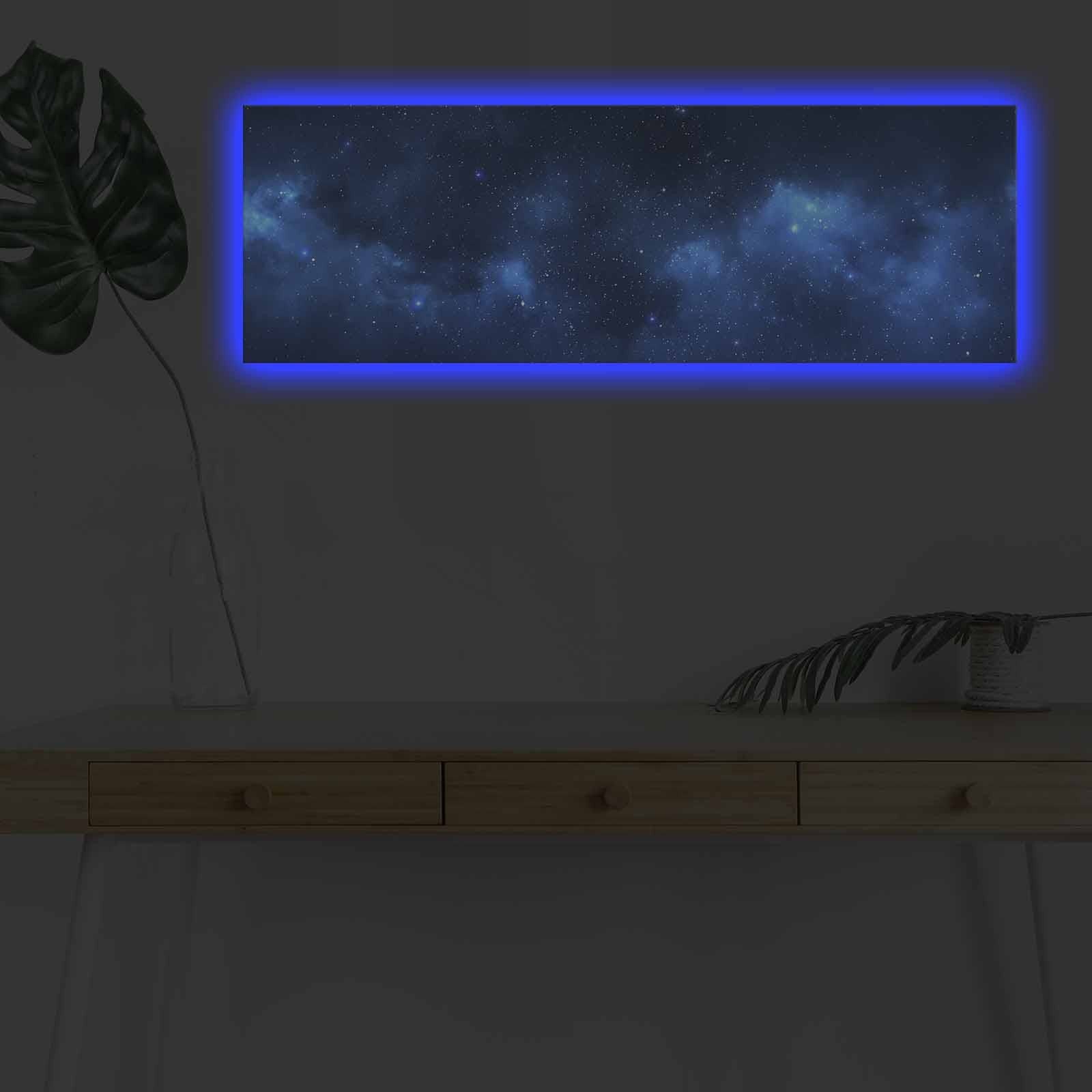 Pintura em tela decorativa com iluminação LED, 30 x 90 cm, 100% camurça, moldura de madeira (3 cm) | Alimentada por bateria com interruptor liga/desliga | Arte exclusiva para decoração de casa