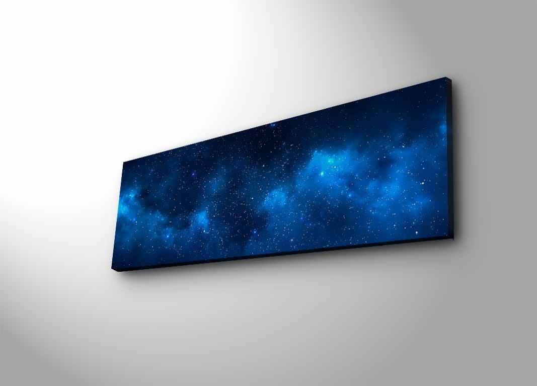 Pintura em tela decorativa com iluminação LED, 30 x 90 cm, 100% camurça, moldura de madeira (3 cm) | Alimentada por bateria com interruptor liga/desliga | Arte exclusiva para decoração de casa