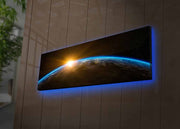 Pintura decorativa em tela iluminada por LED – 30 x 90 cm – 100% camurça – molde de madeira