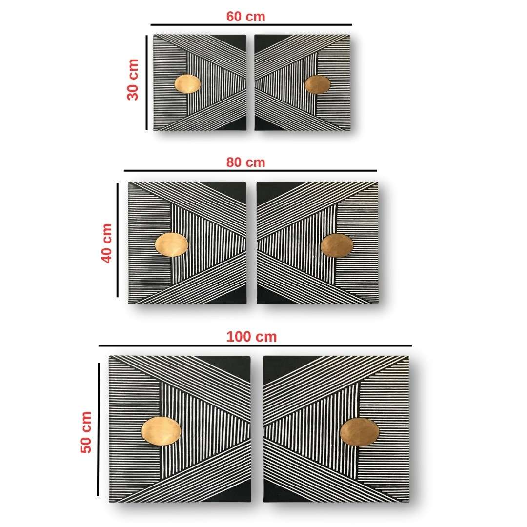 Conjunto 2 Telas Decorativas Canvas 30x30cm - Moldura Madeira