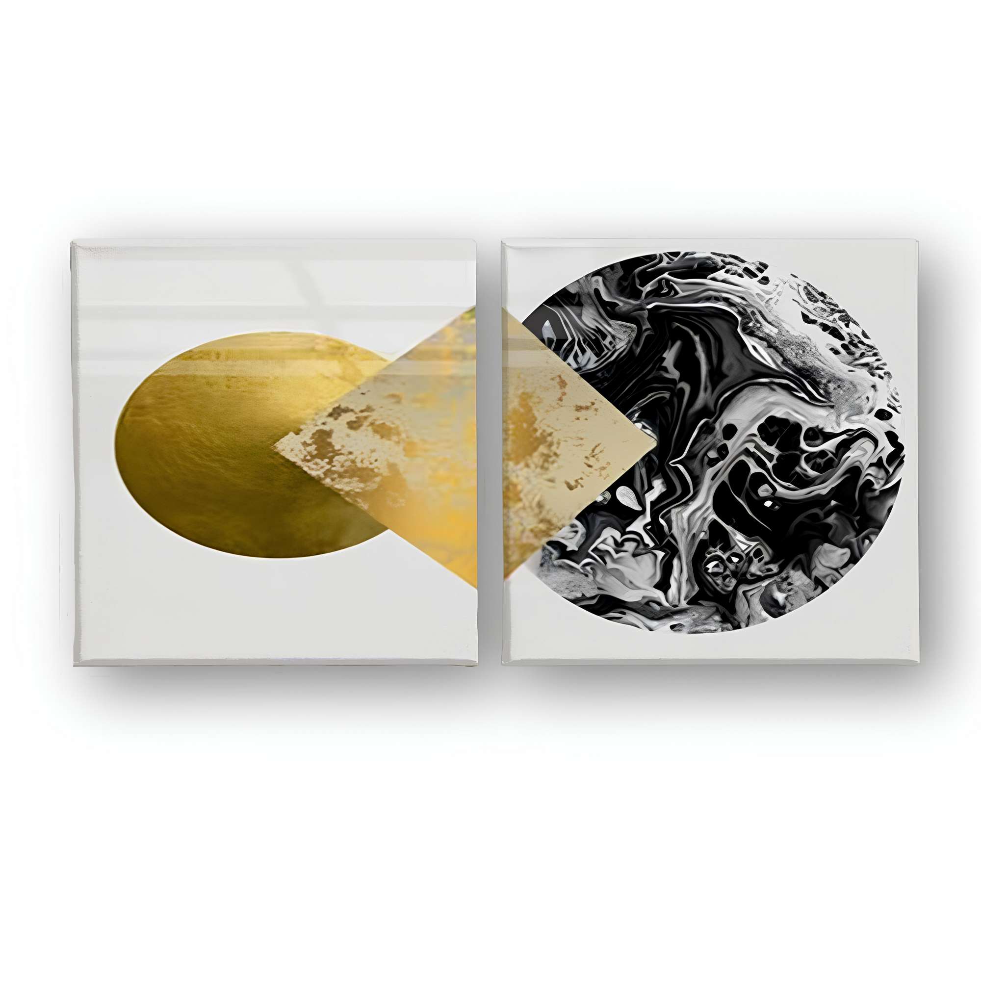 Conjunto 2 Telas Decorativas Canvas 30x30cm - Moldura Madeira