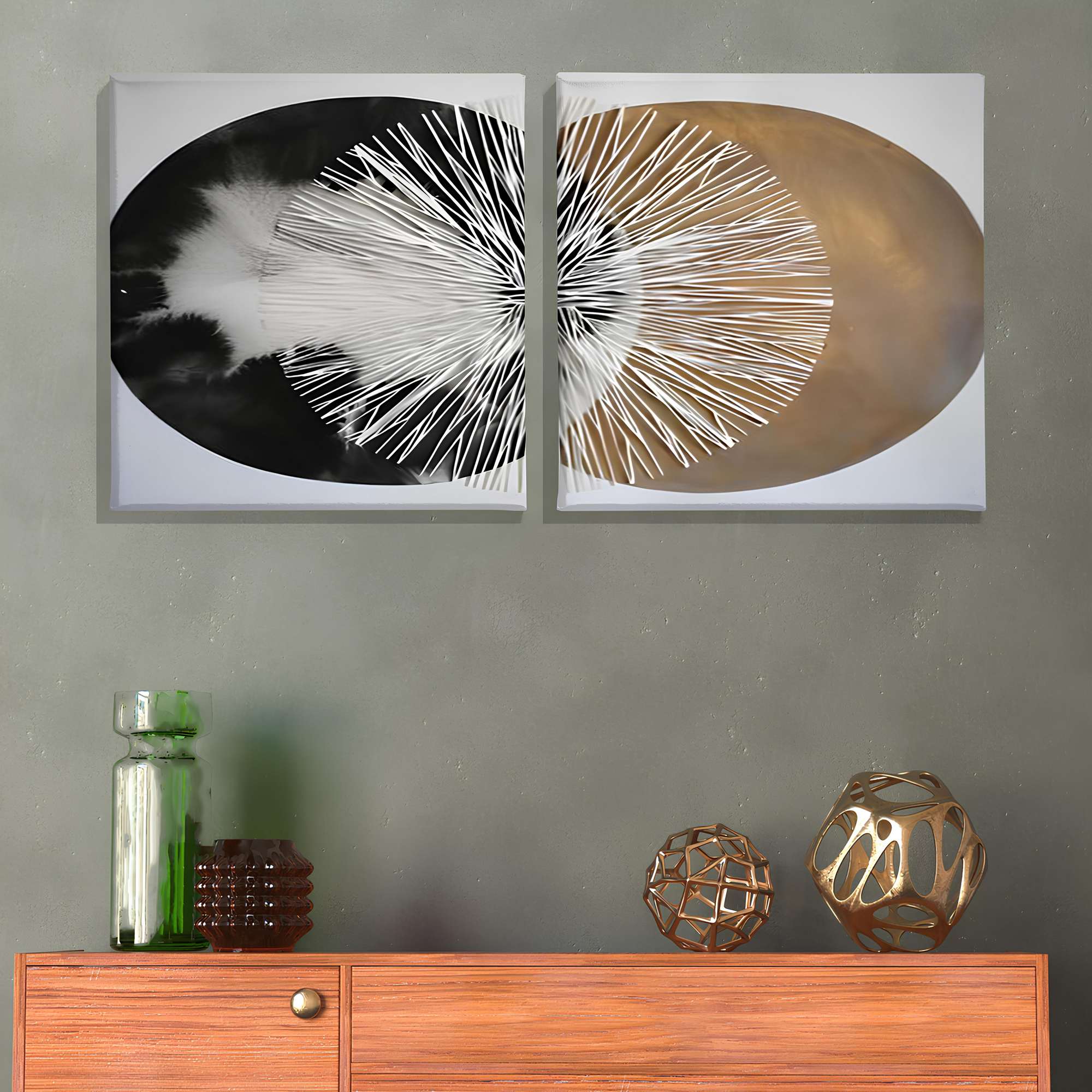 Conjunto Quadros Decorativos Canvas 30x30cm - 2 Peças Multicolor