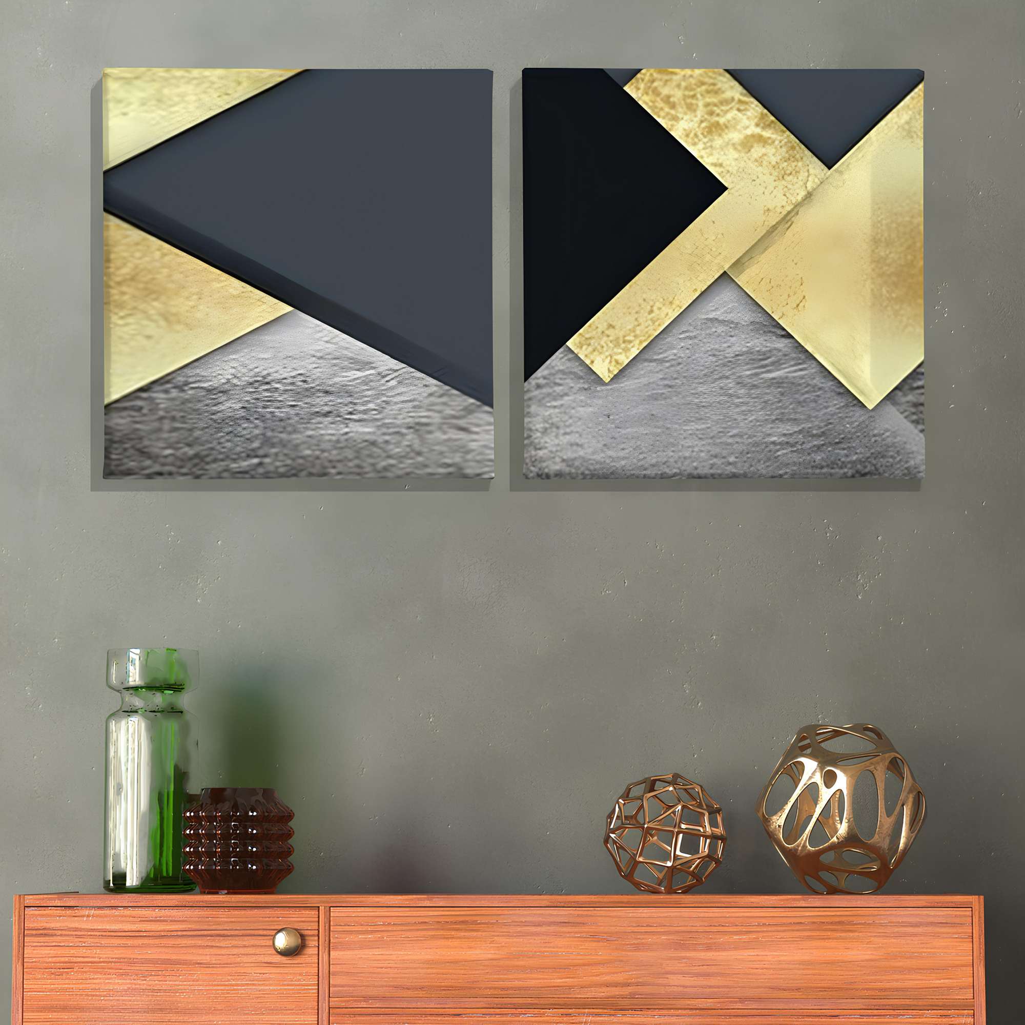 Quadros Decorativos Canvas Multicolor 30x30cm - Conjunto 2 Peças