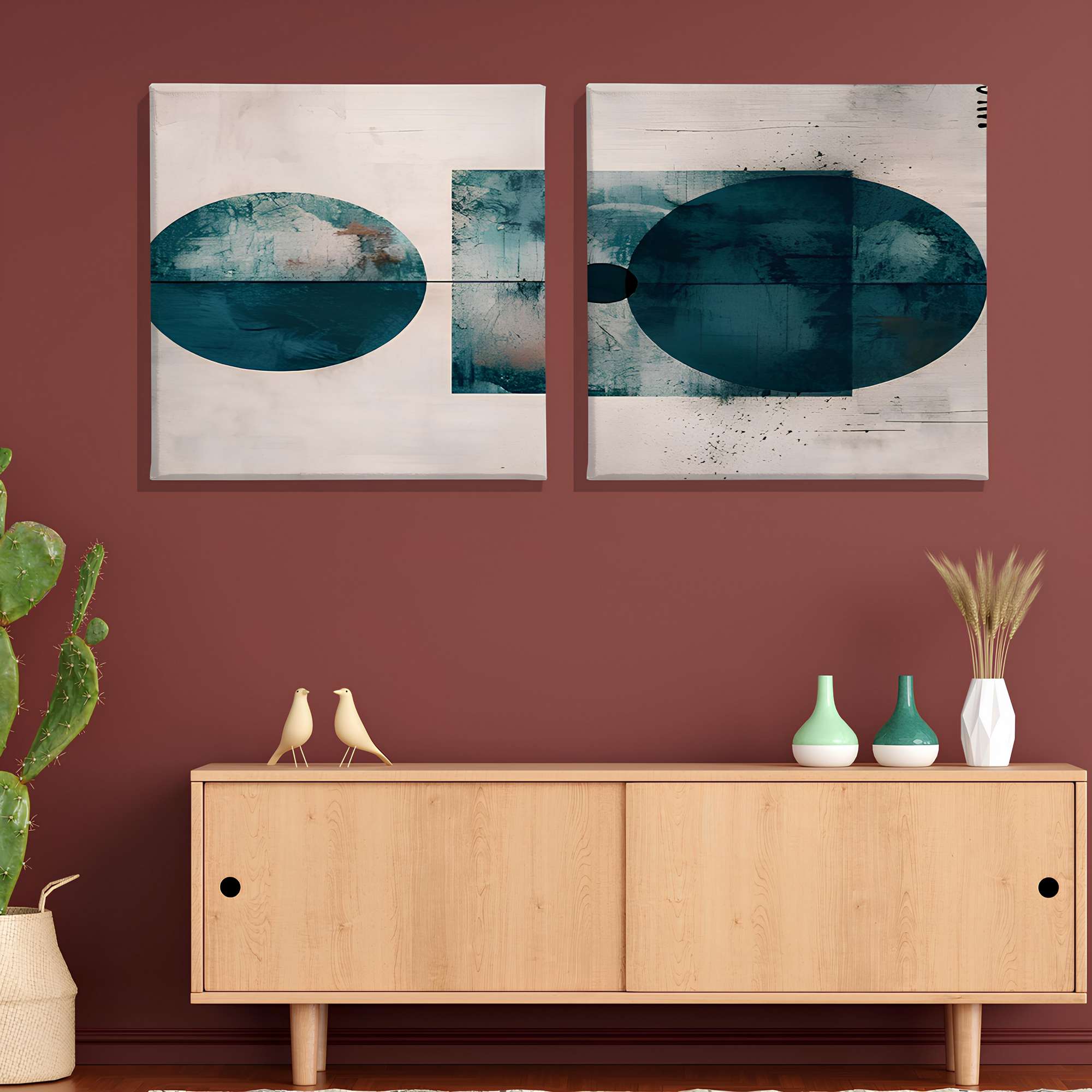 Conjunto 2 Quadros Decorativos Canvas 30x30 Multicolor Premium