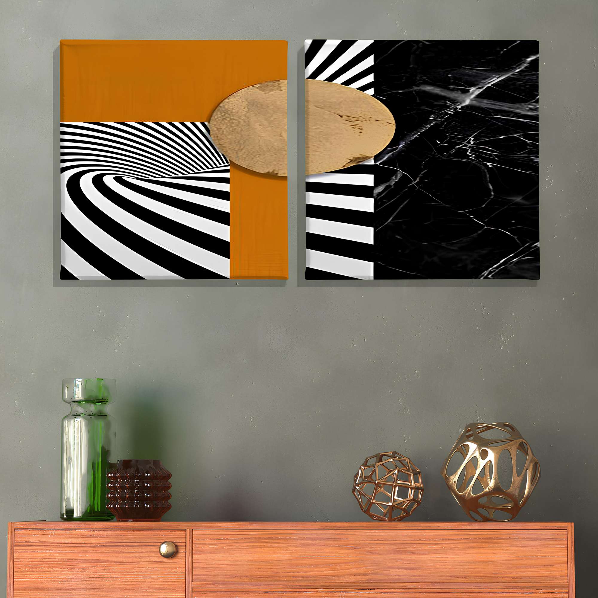 Conjunto 2 Quadros Decorativos Canvas 30x30 Multicolor Premium