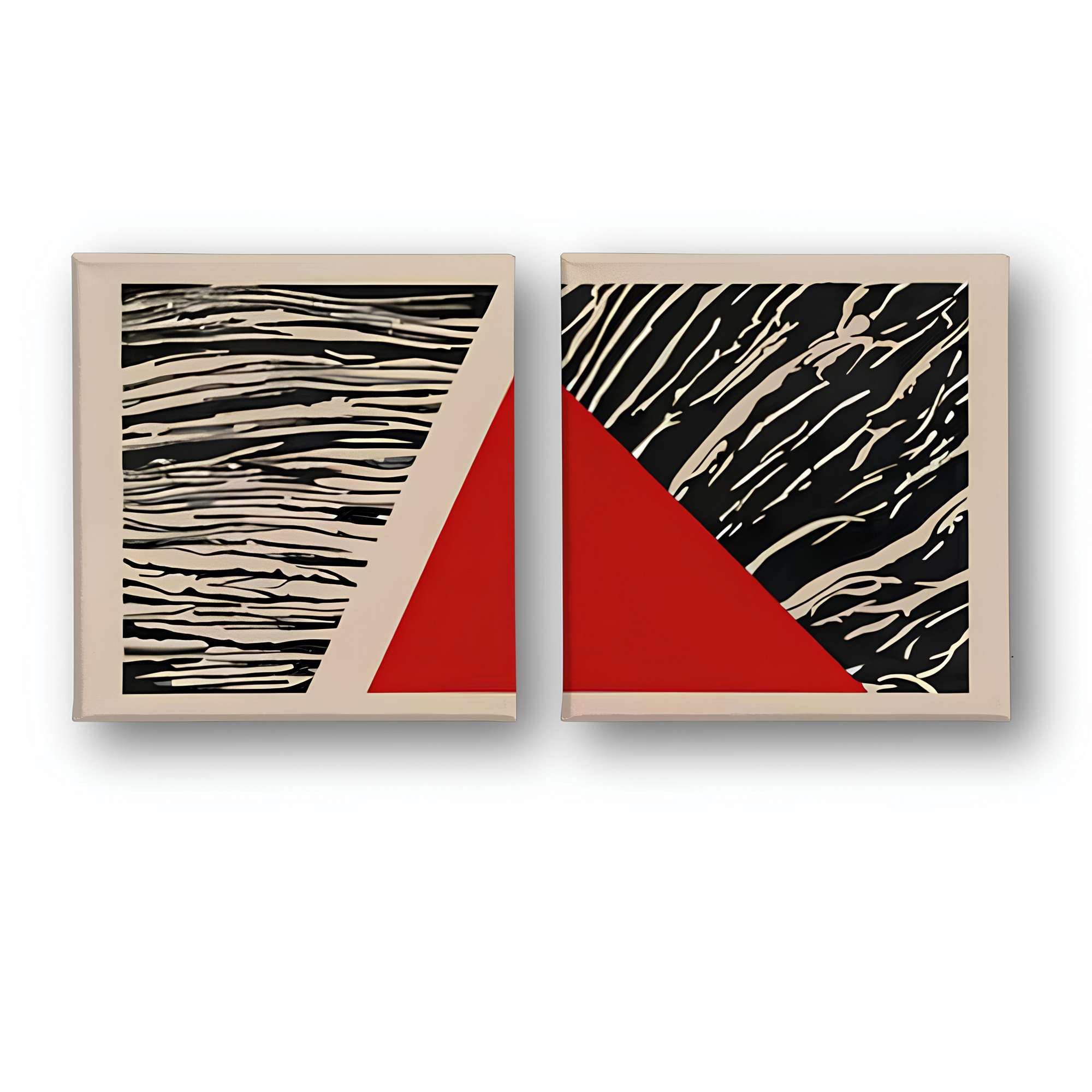 Conjunto 2 Quadros Decorativos Canvas Multicolor 30x30cm - Moldura Madeira