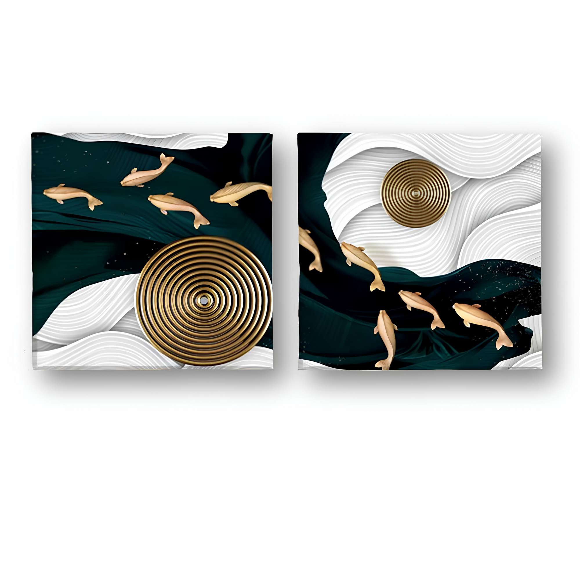 Conjunto 2 Telas Decorativas Canvas Multicolor 30x30cm Moldura Madeira