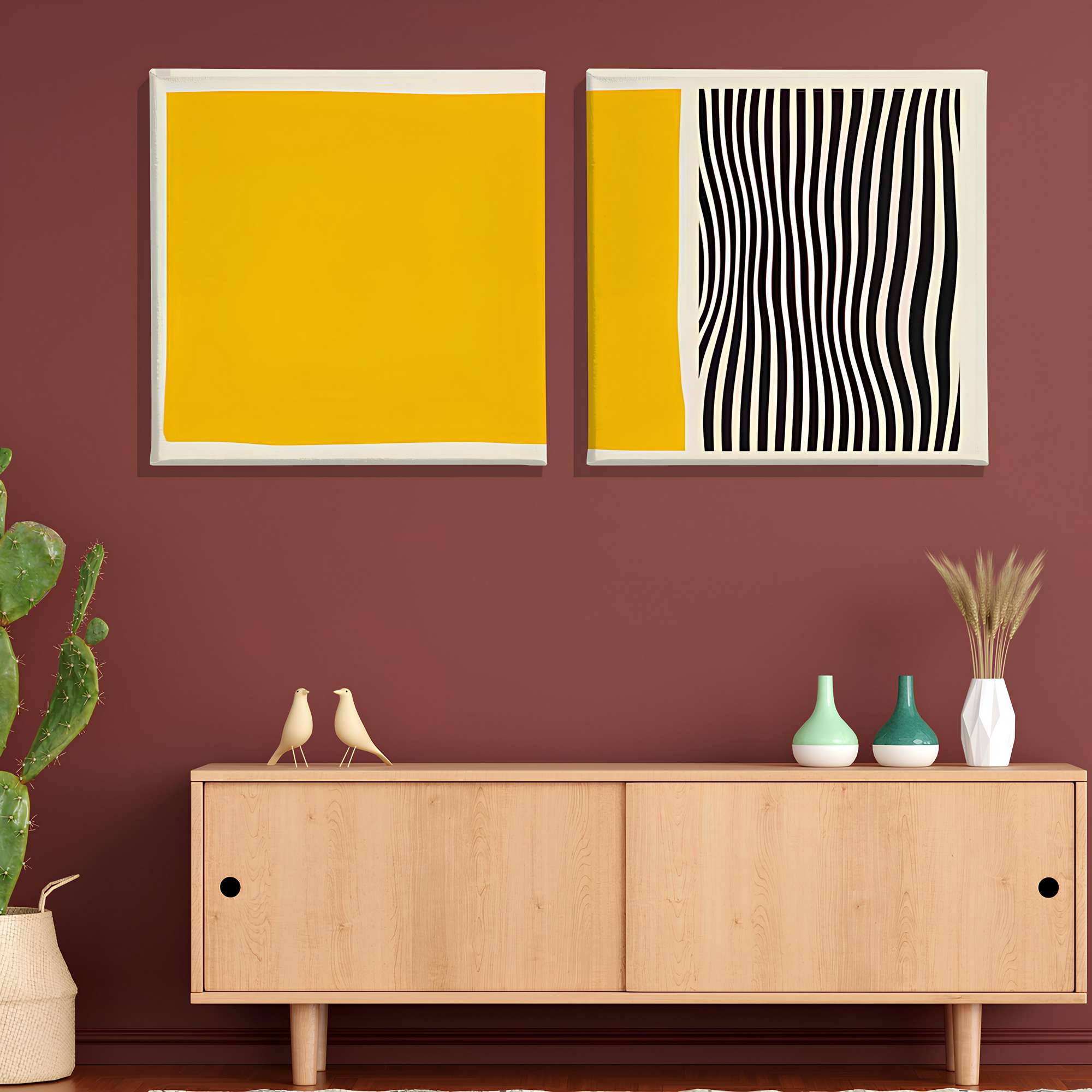 Conjunto Quadros Decorativos Canvas 30x30cm - 2 Peças Multicolor