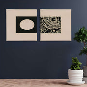 Conjunto 2 Telas Canvas Multicolor 30x30cm - Moldura Madeira