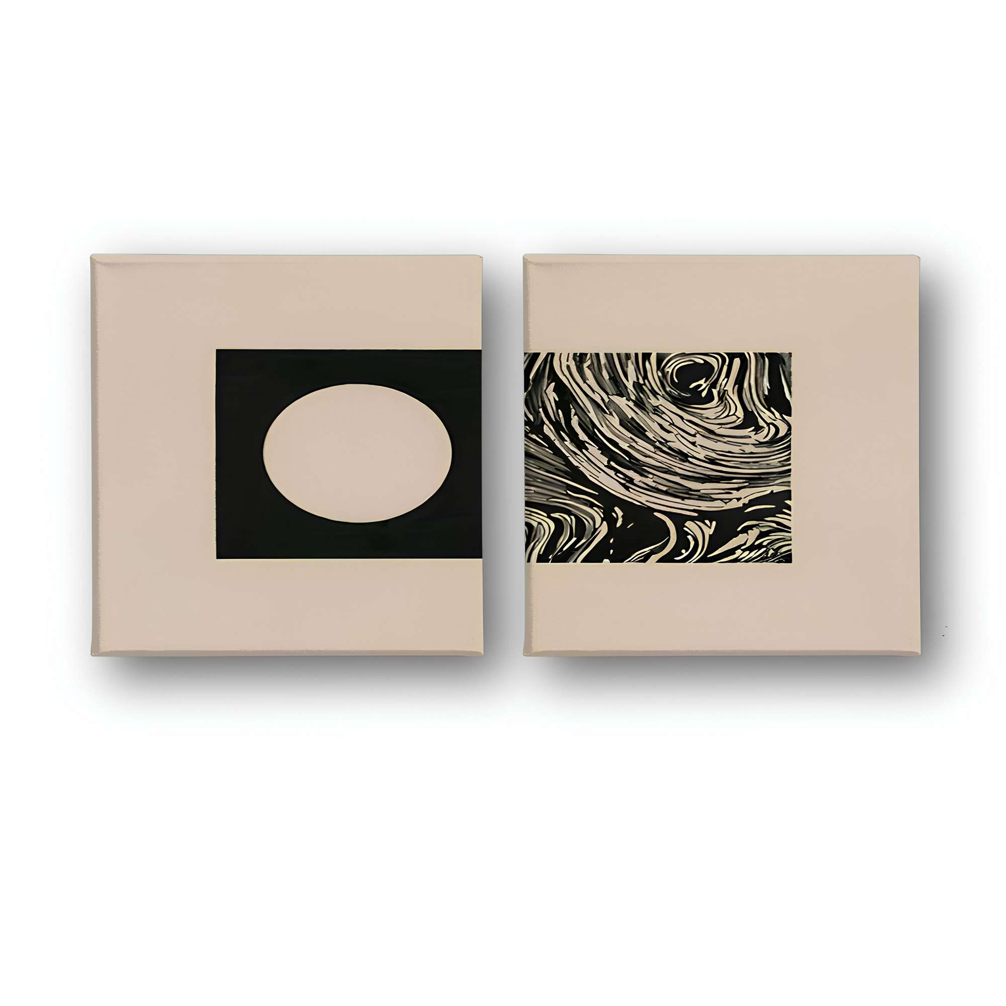 Conjunto 2 Telas Canvas Multicolor 30x30cm - Moldura Madeira