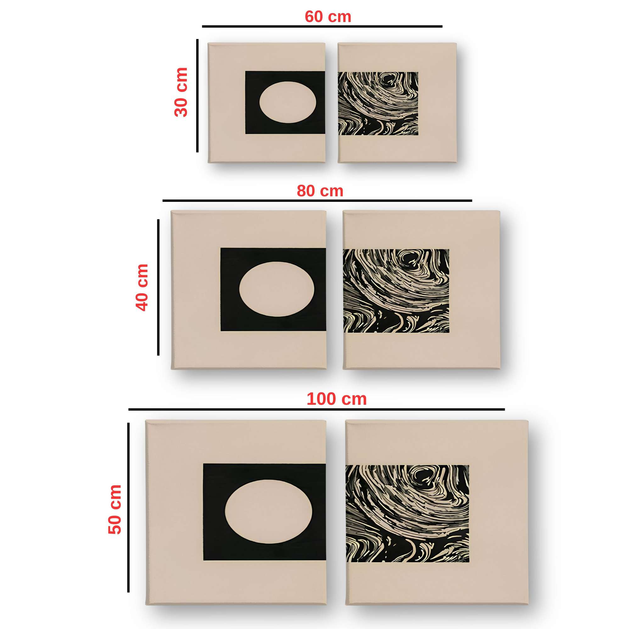 Conjunto 2 Telas Canvas Multicolor 30x30cm - Moldura Madeira