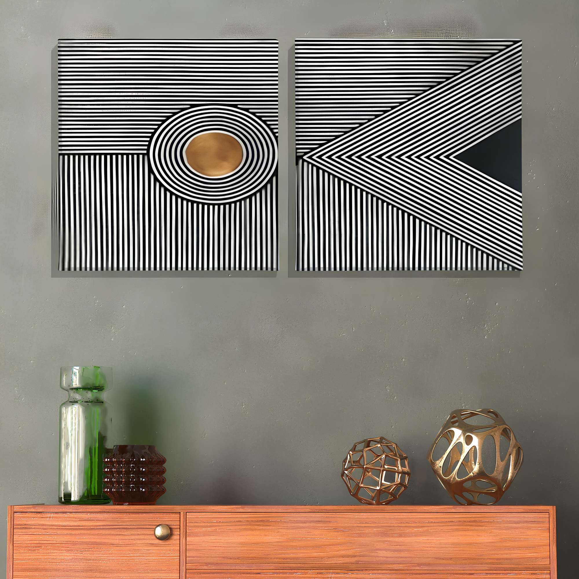 Conjunto Quadros Decorativos Canvas 30x30cm - 2 Peças Multicolor