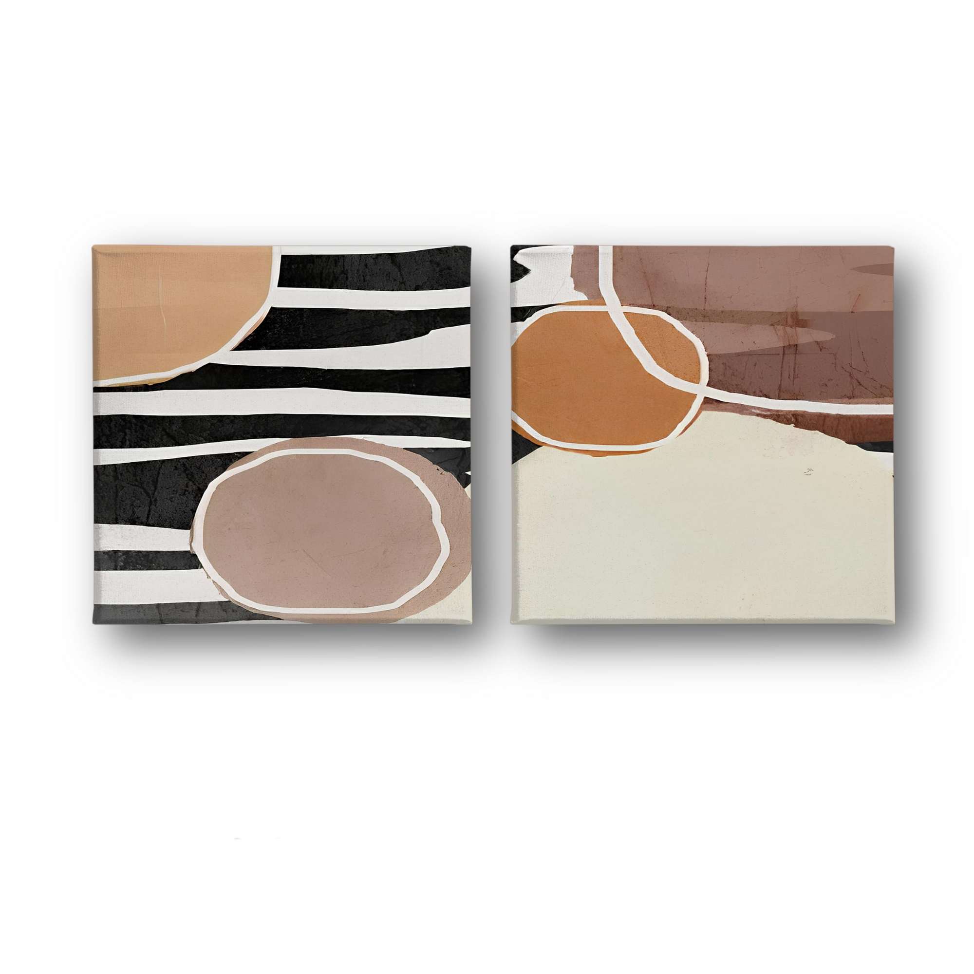 Conjunto 2 Telas Decorativas Canvas 30x30cm - Moldura Madeira