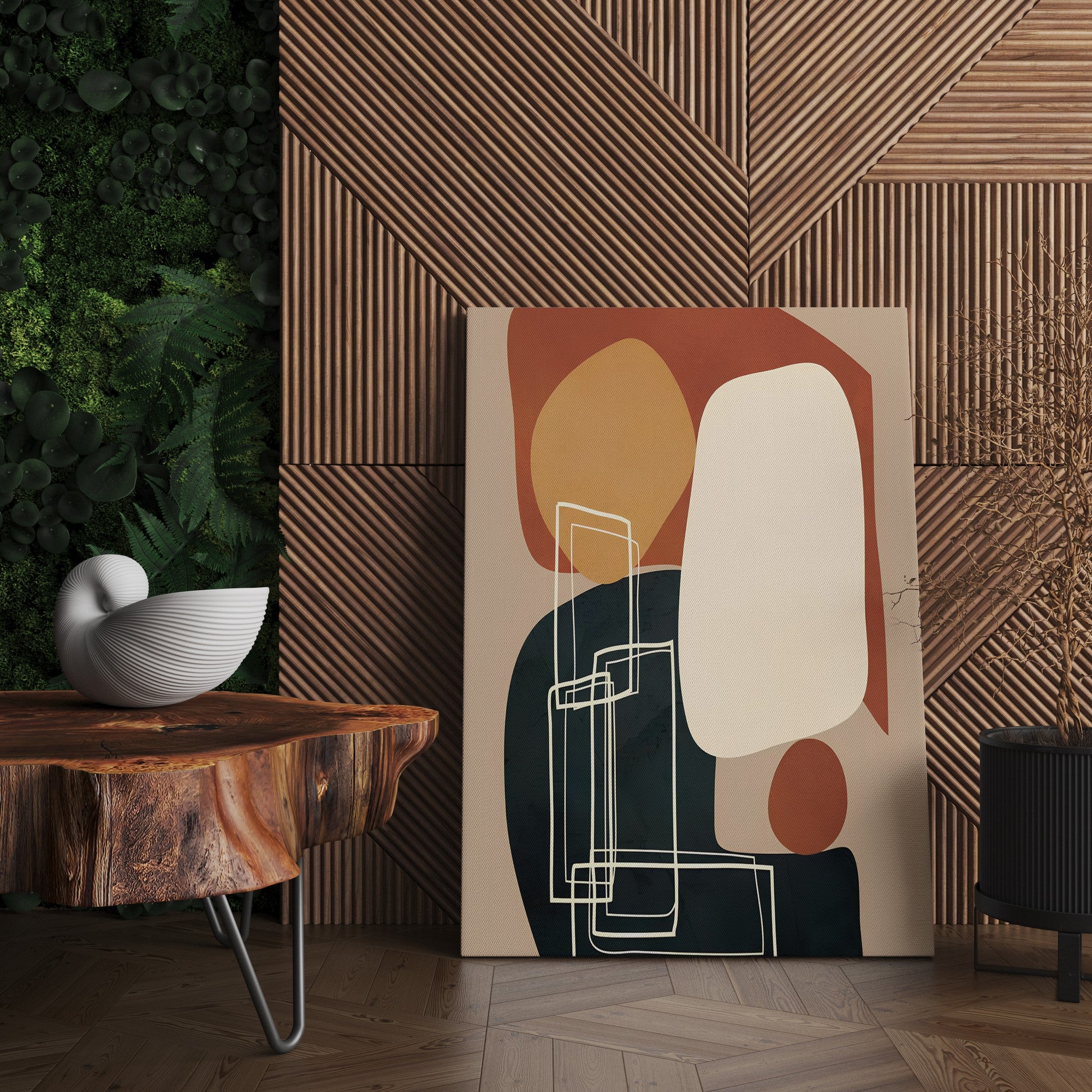 Quadro Decorativo Canvas Multicolor 50x70cm - Moldura Madeira