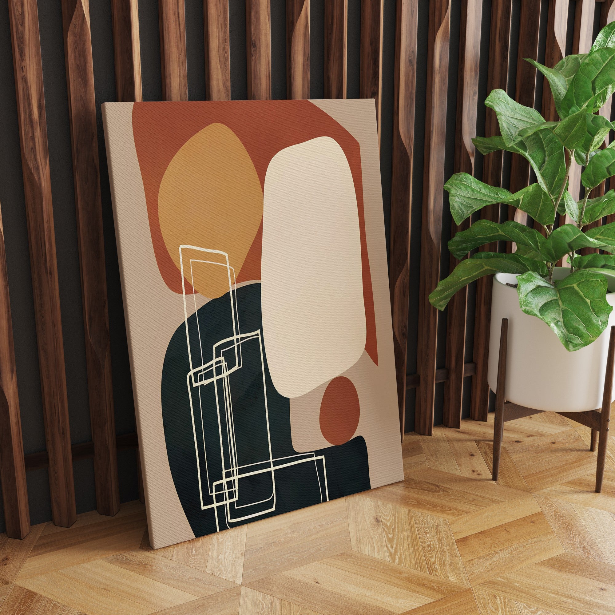 Quadro Decorativo Canvas Multicolor 50x70cm - Moldura Madeira