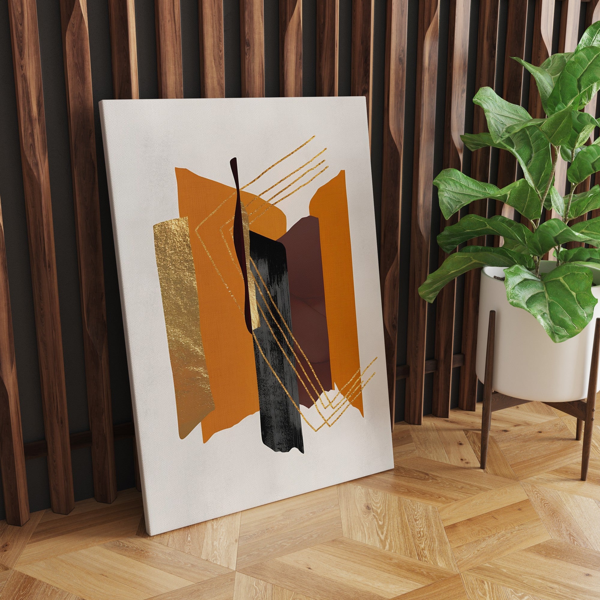 Tela Decorativa Multicolor 50x70cm - Moldura Madeira Premium