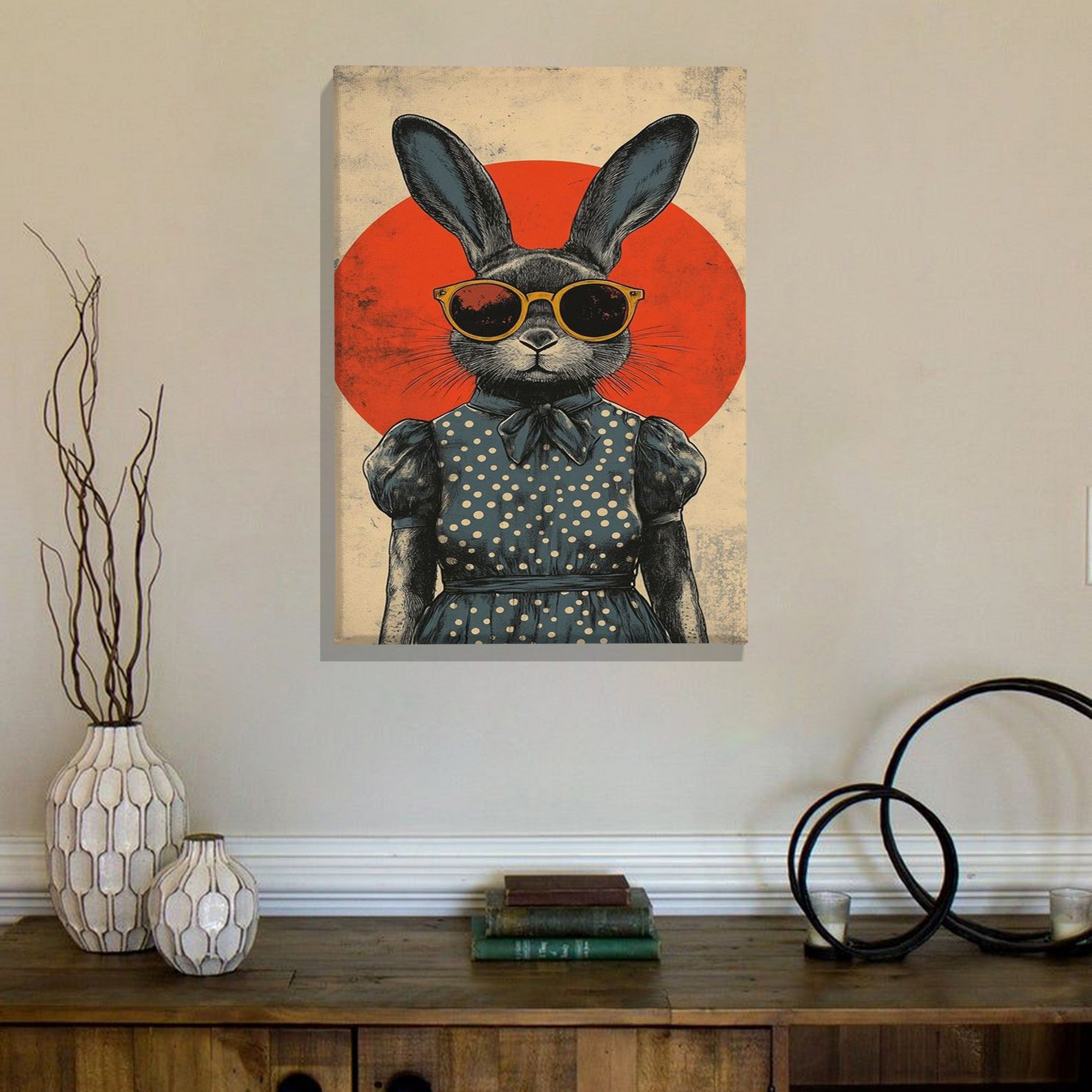 Tela Decorativa Multicolor 50x70cm - Moldura Madeira Premium