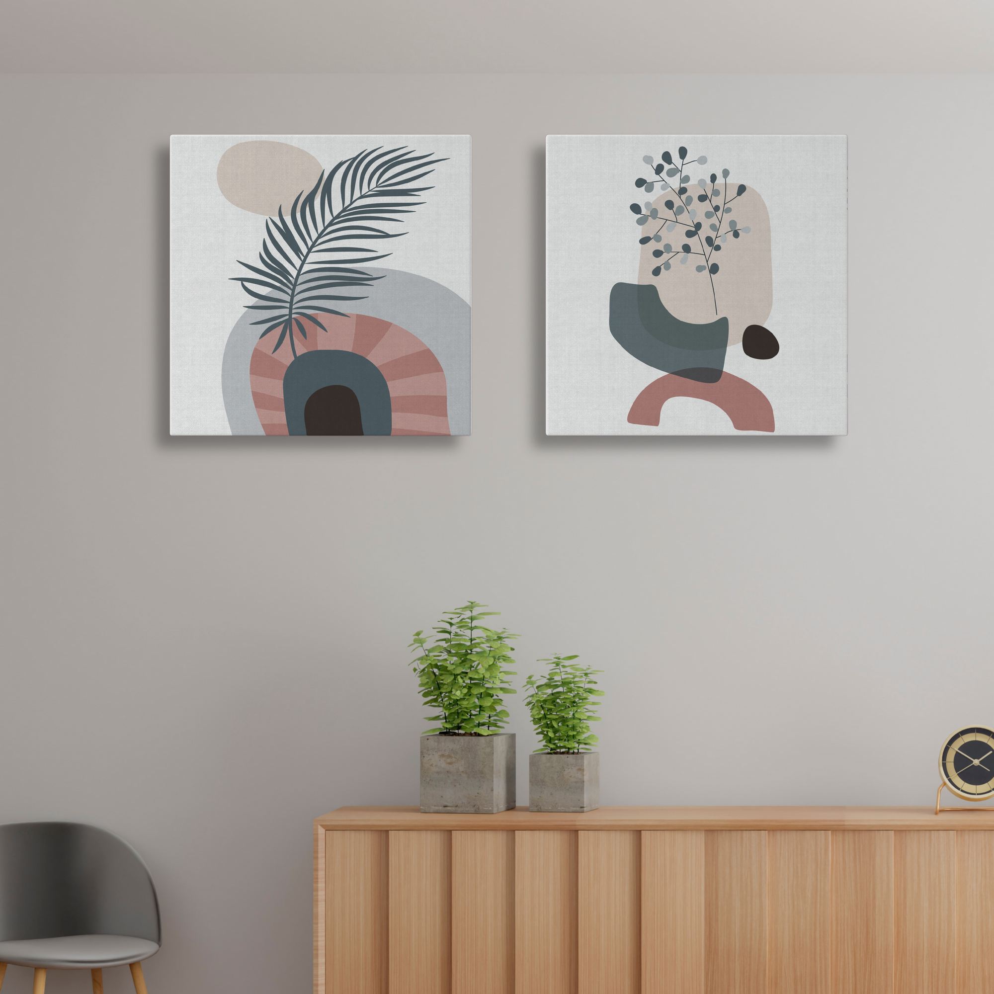 Conjunto 2 Telas Decorativas Canvas 30x30cm - Multicolor Premium