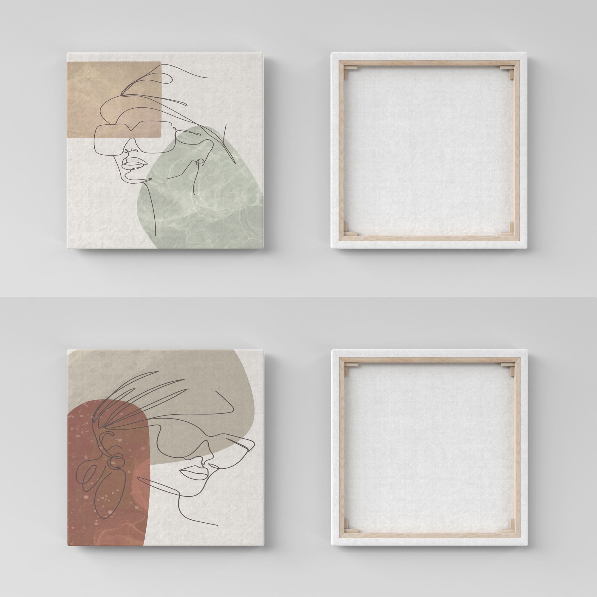 Conjunto 2 Telas Decorativas Canvas 30x30cm - Arte Multicolor