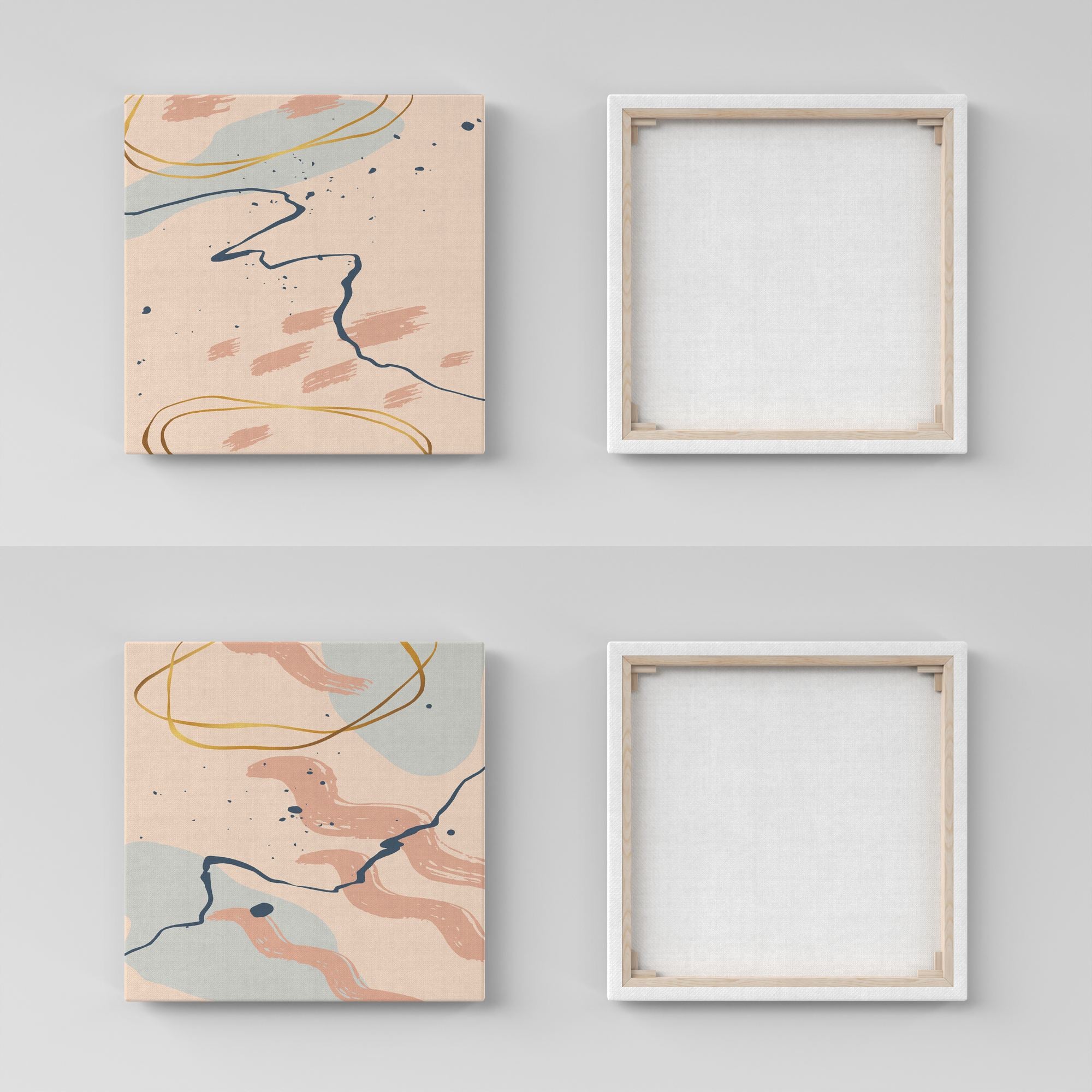 Conjunto 2 Telas Decorativas Canvas 30x30cm Moldura Madeira