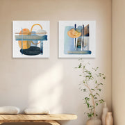 Conjunto 2 Quadros Decorativos Canvas 30x30 Moldura Madeira